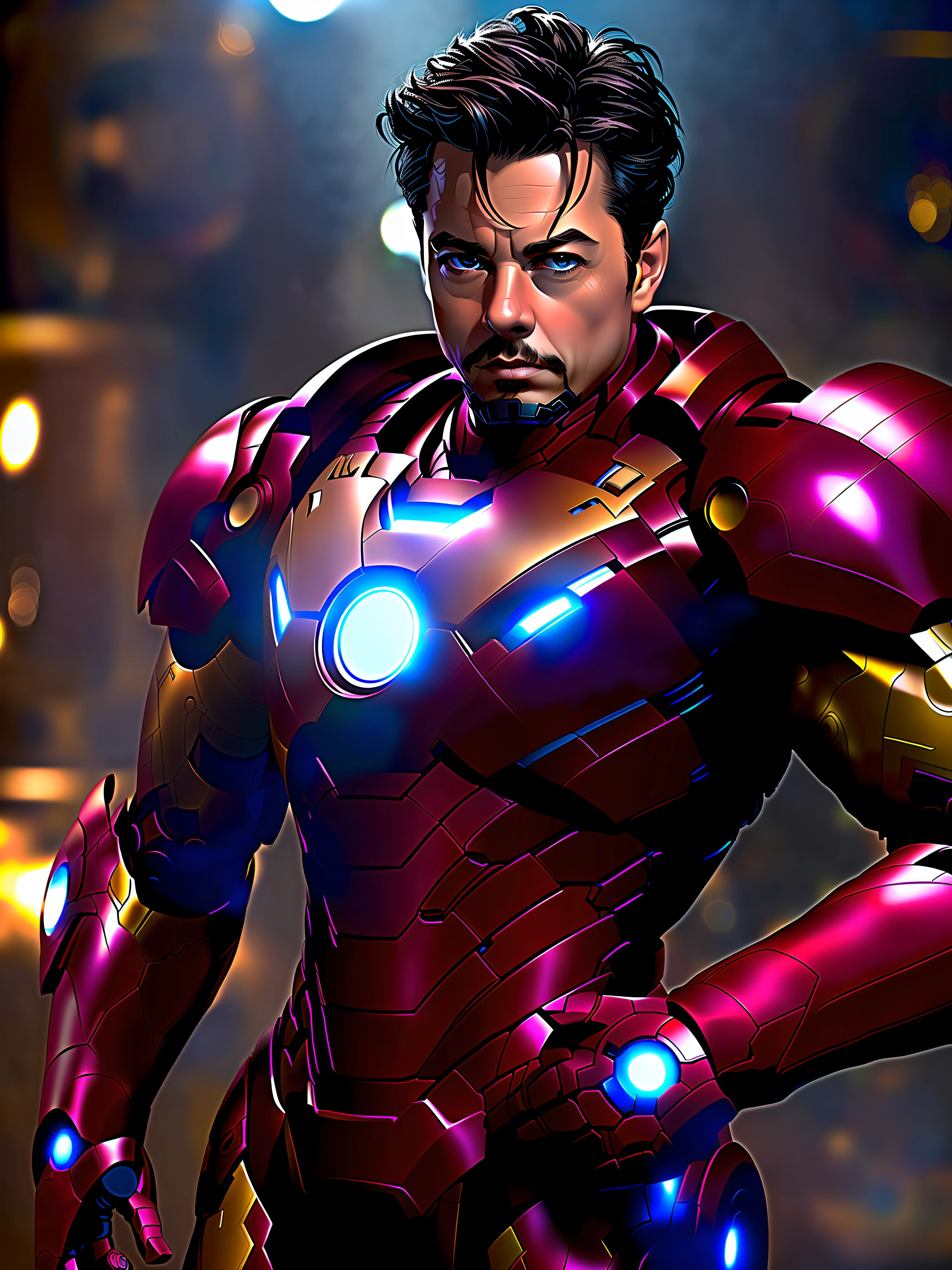 avengers war machine with glowing armor standing in a dark room, concept art of tony stark, tony stark, portrait of iron man, iron man, elon musk as iron man, fan art, johnny depp as tony stark, tom cruise as iron man, tony sart highly detailed, tom cruise as ironman, hq 4k wallpaper, tom cruise as tony stark, like ironman