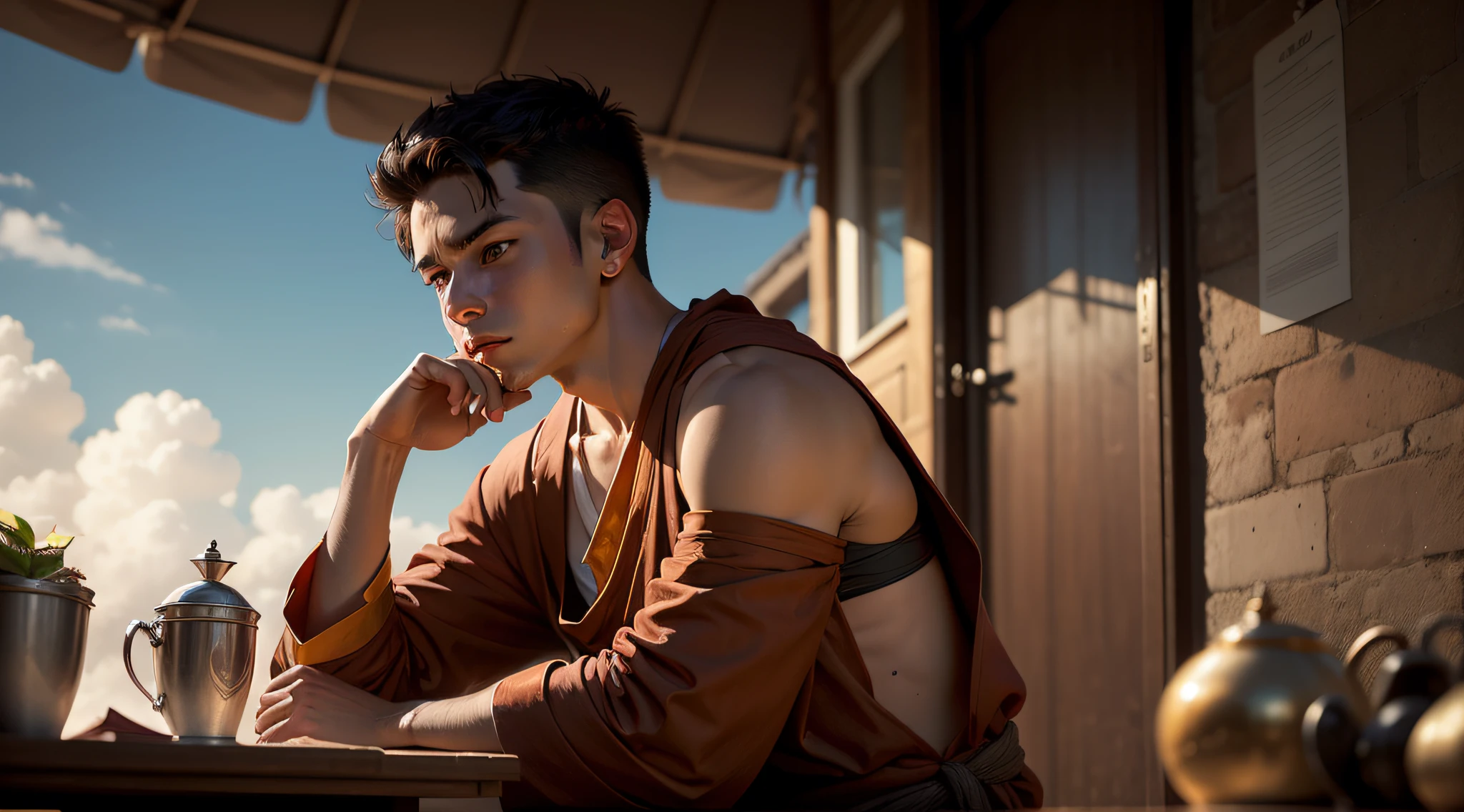 a young monk thinking --auto