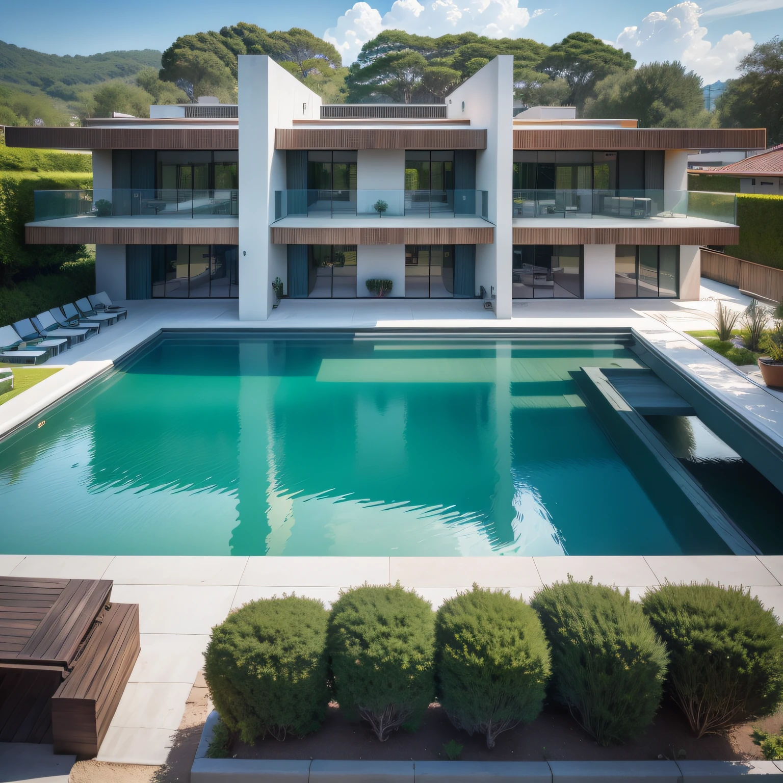 Organic futuristic architecture Zaida hadid architecture , skyscrapers, construction next to a river and a rock construction in dark gray color, Very tall building with several recesses creating gardens in the middle, Long building with 27 floors and large balconies with flower beds , many trees, plane trees, arquitetura, telhado deslumbrante, arquitetura impressionante, arquitetura do hotel, arquitetura premiada, arquitetura a-cero, arquitetura, 35-story building with dark gray architecture with glass bridges, 35-story brown concrete building imitating wood with architecture Futuristic architecture, com grandes varandas, guarda de vidro, building away from others, cercado por, partitions between rooms with sand wood slats, grandes gramados com arbustos e pedras, canteiros com oliveiras, beco de ciprestes, large wooden deck of large turquoise water pool and lavender planters, Greek statues scattered on the floor@Joao Salvador
