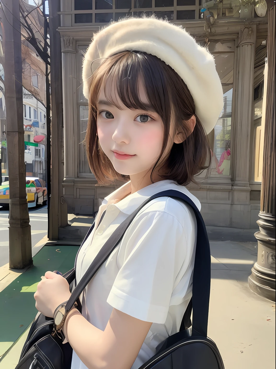Masterpiece, top quality, portrait of one girl, elementary school girl, wearing school bag
