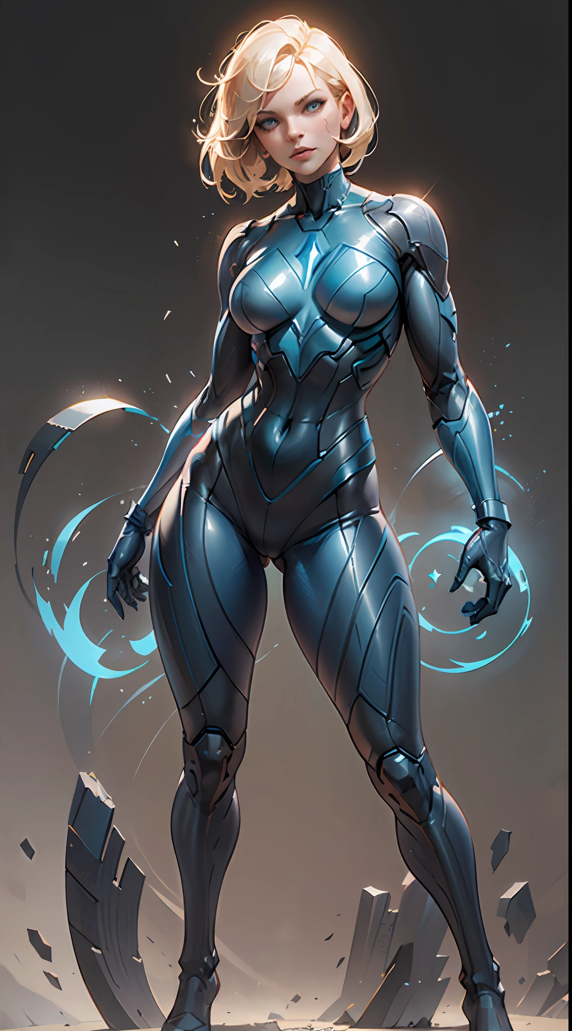 Invisible Woman from Marvel, frontal, full-length, looking at the camera, facing the audience, standing pose, simple background, three-dimensional light, detailed full-body concept, sleek digital concept art, beautiful full-body concept art, art trend, CGsociety full-length,