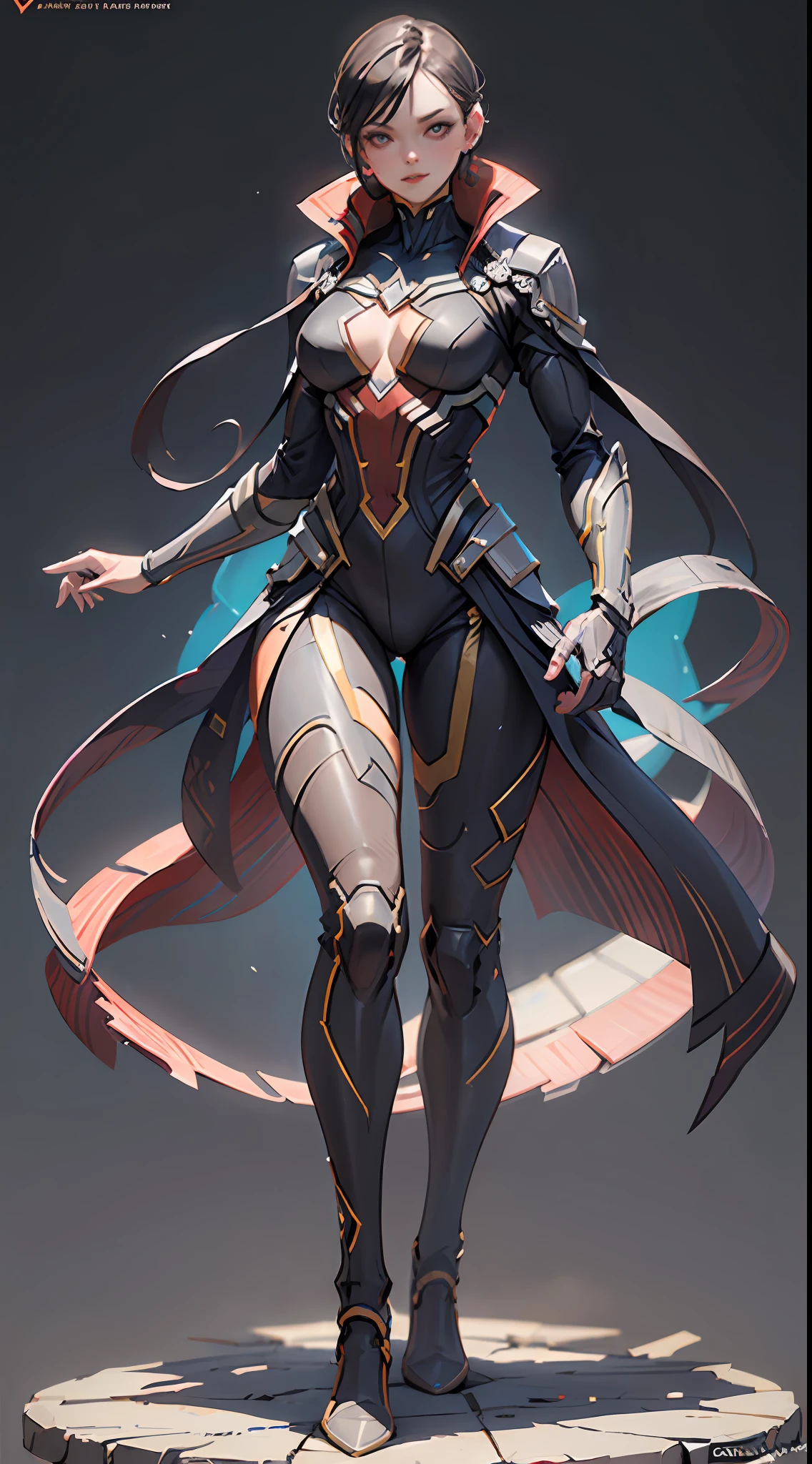 Woman dressed as Doctor Strange from Marvel, frontal, full-length, looking at the camera, facing the audience, standing pose, simple background, three-dimensional light, detailed full-body concept, sleek digital concept art, beautiful full-body concept art, art trend, CGsociety full-length,