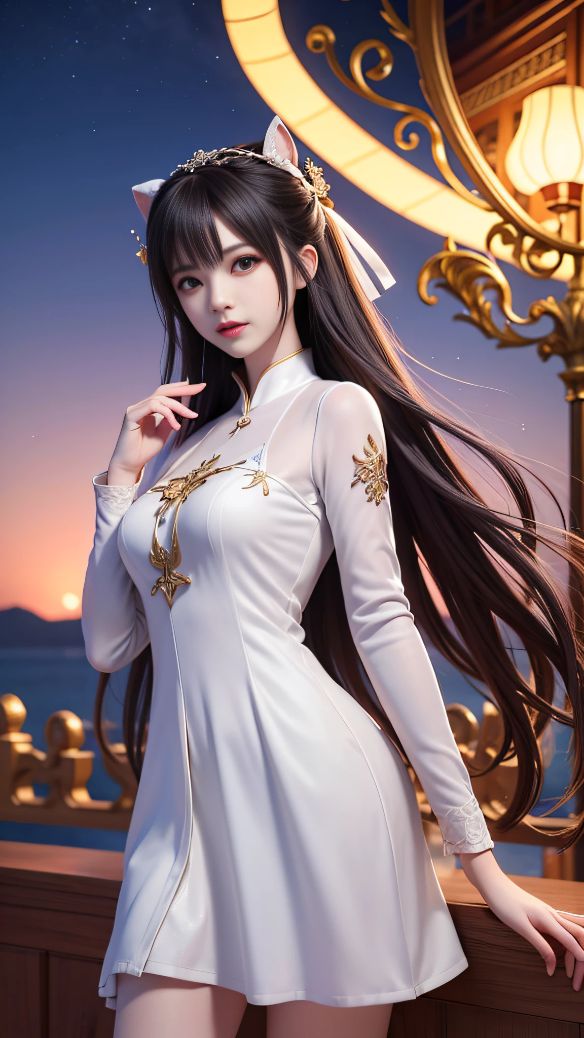 (8k, RAW photo:1.2), best quality, ultra high res,dramatic angle,(fluttered detailed color splashs), (illustration),(((1 girl))),(long hair),(rain:0.9), (头饰:1.4),少女身边有一座古宫,汉服,(重点),彩色水墨画,(泼彩),泼彩,(((colorful))),(素描:0.8) , Masterpiece, best quality, beautiful painted, highly detailed,(denoising:0.6),[splash ink],((ink refraction)), (beautiful detailed sky),moon,highly,detaild,(masterpiece, best quality, extremely detailed） CG unity 8k壁纸，杰作，最好的质量，超详细），（石蒜），