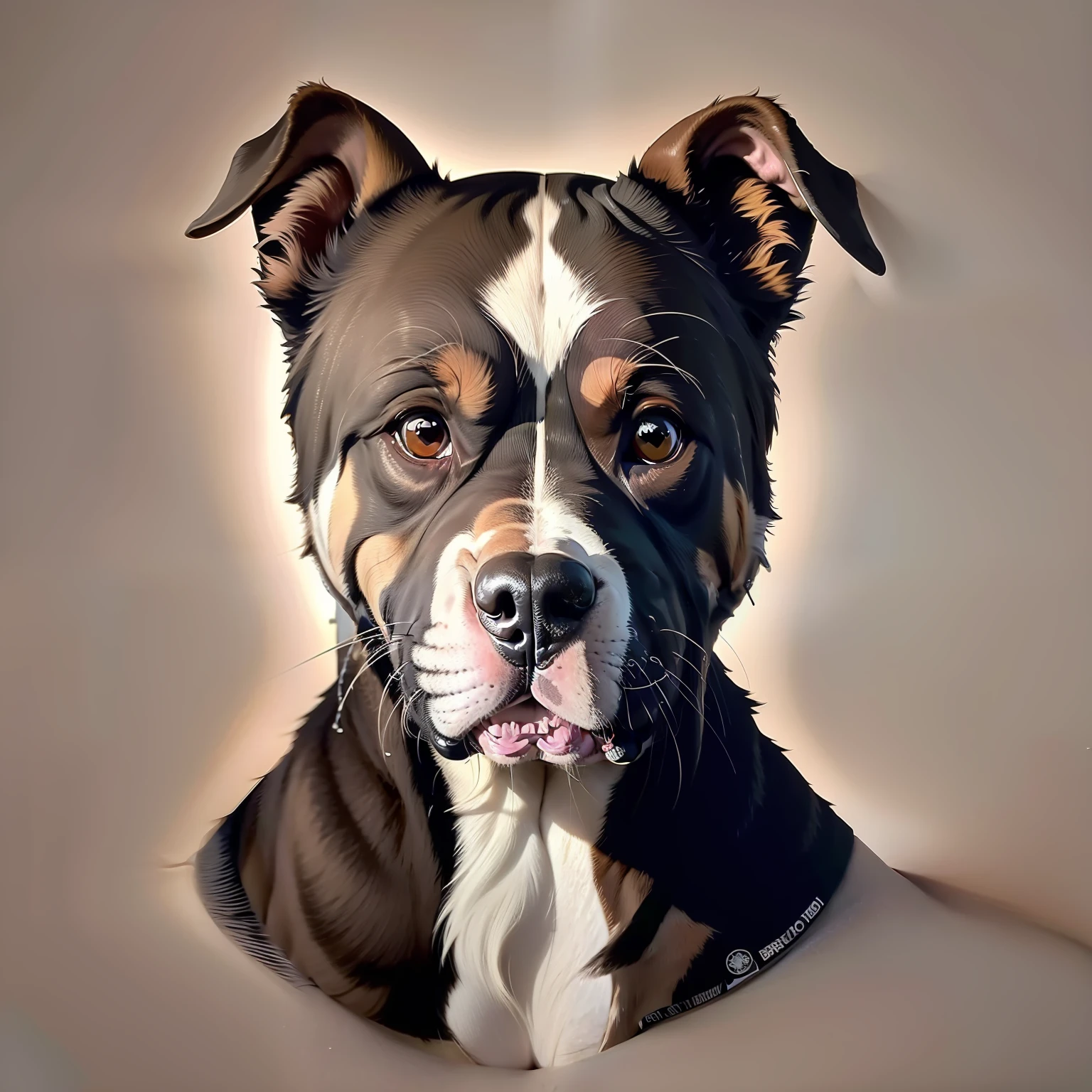 (obra de arte moderna) logotipo com um cachorro pitbull confiante nas cores preto e branco. Arte perfeita, 8k.