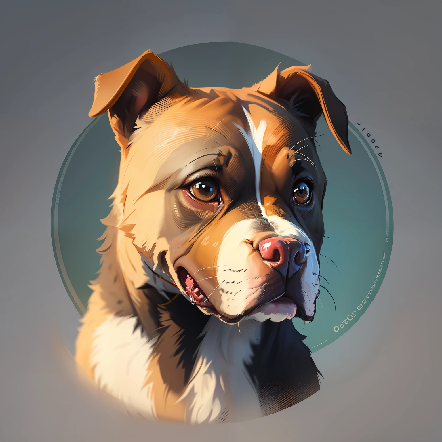 (obra de arte moderna) logotipo com um cachorro pitbull confiante nas cores preto e branco. Arte perfeita, 8k.