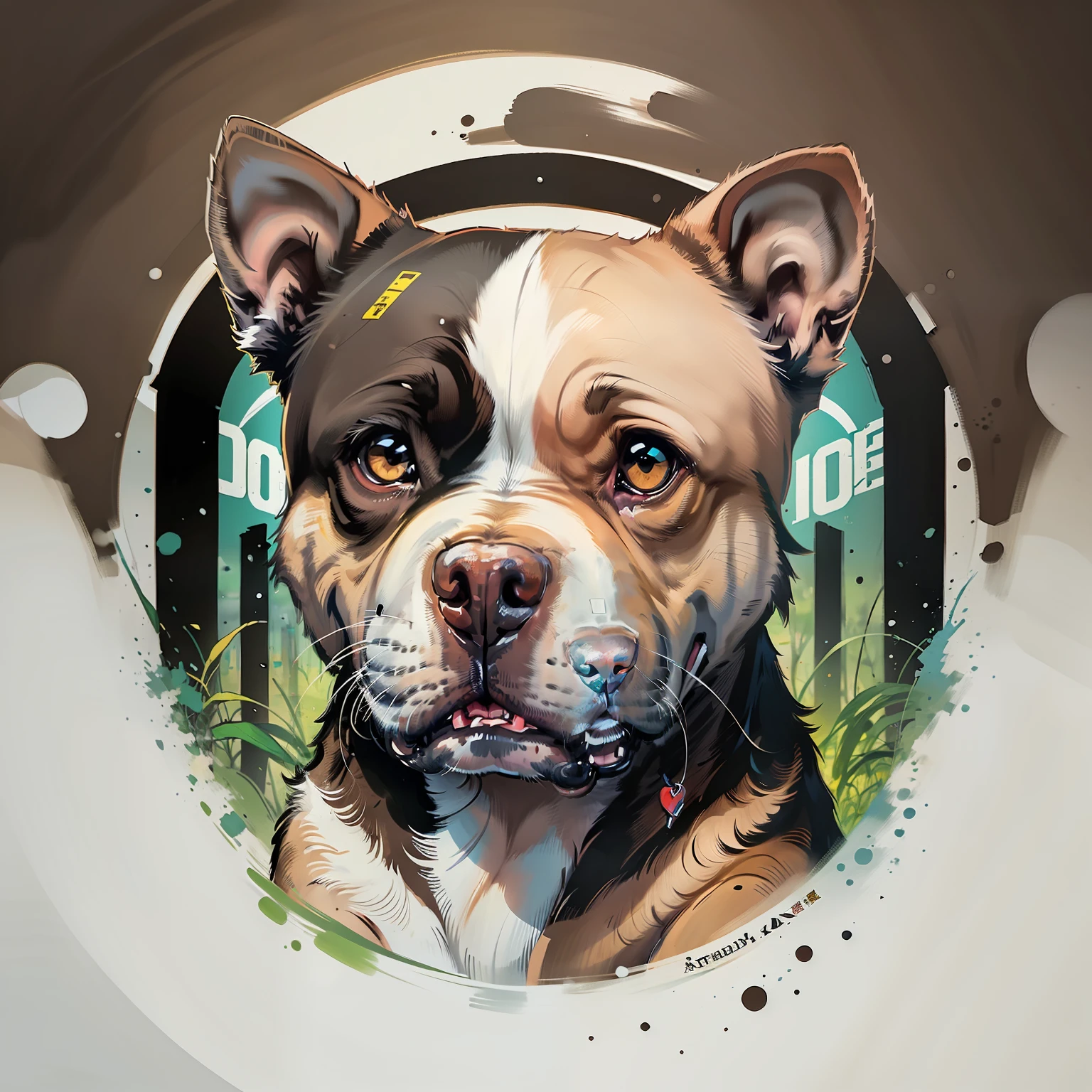 (obra de arte moderna) logotipo com um cachorro pitbull confiante nas cores preto e branco. Arte perfeita, 8k.