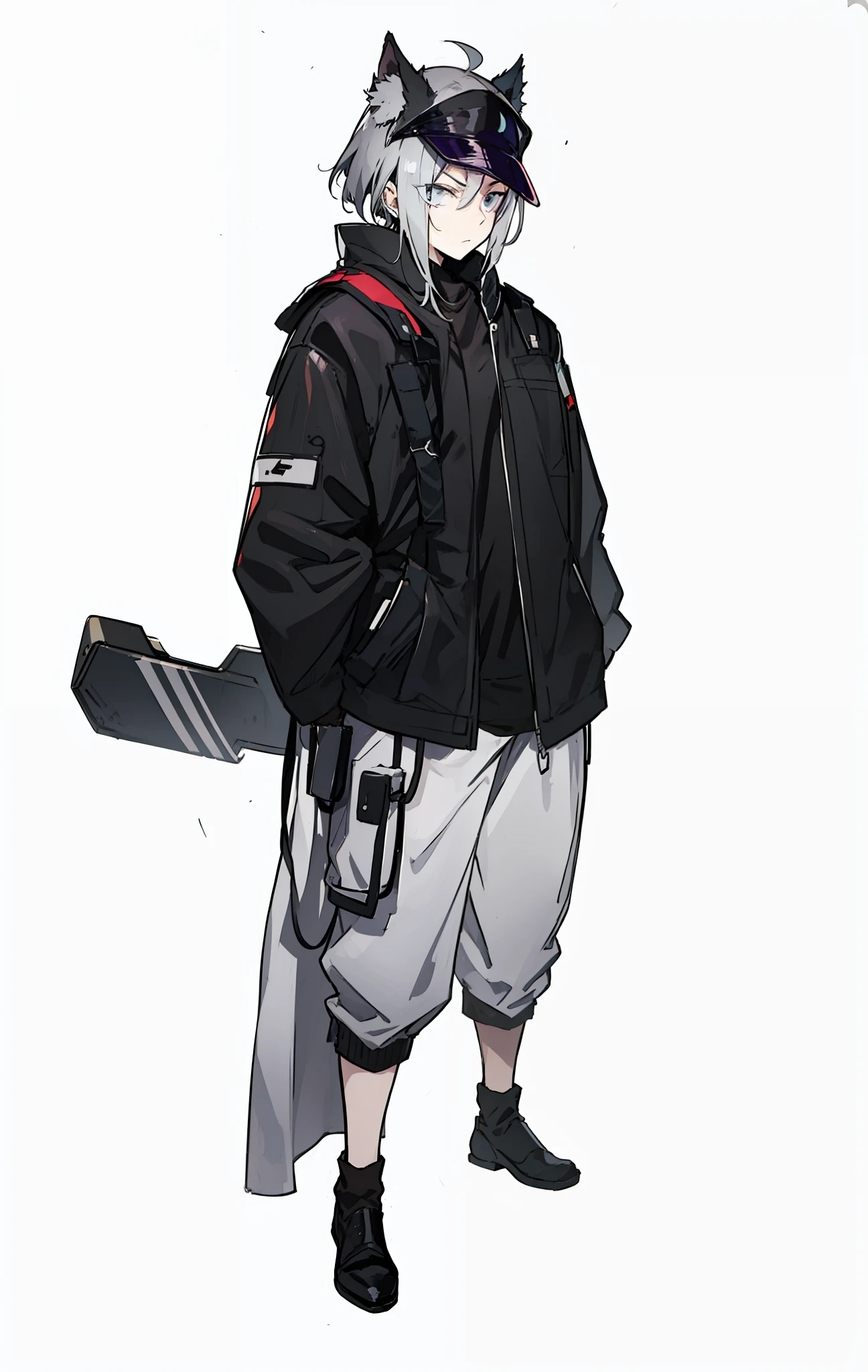 grayish hair,shonen,disdain,dark circles
