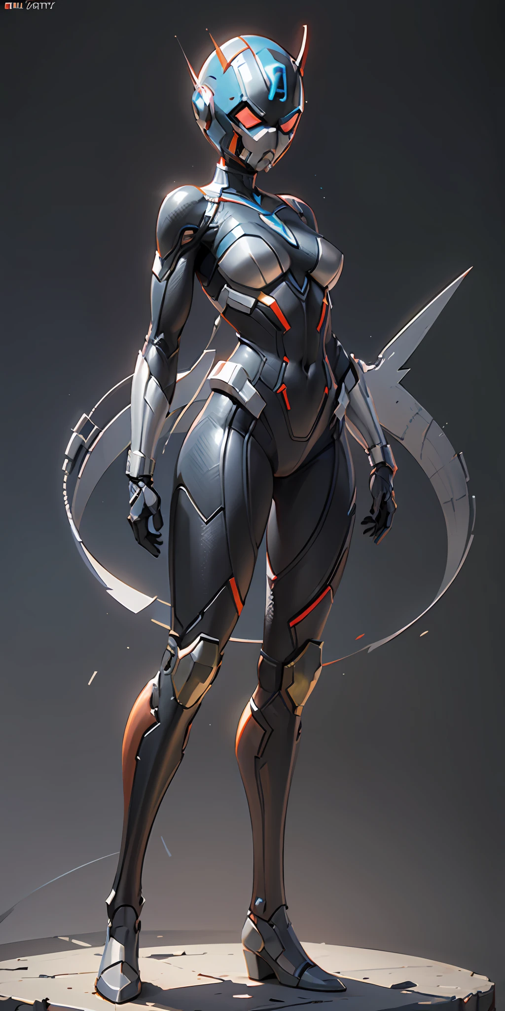 Woman dressed as Ant-Man from Marvel, frontal, full-length, looking at the camera, facing the audience, standing pose, simple background, three-dimensional light, detailed full-body concept, sleek digital concept art, beautiful full-body concept art, art trend, CGsociety full-length,full body