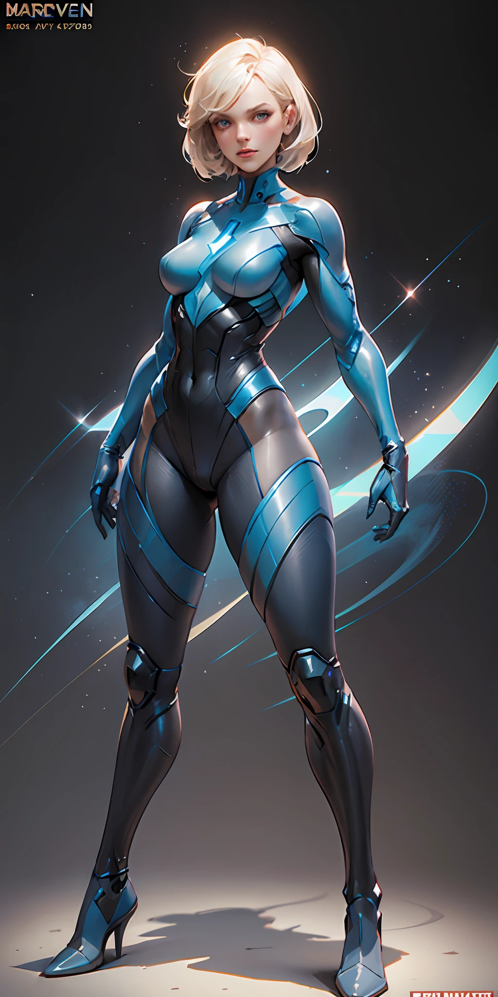 Invisible Woman from Marvel, frontal, full-length, looking at the camera, facing the audience, standing pose, simple background, three-dimensional light, detailed full-body concept, sleek digital concept art, beautiful full-body concept art, art trend, CGsociety full-length,full body