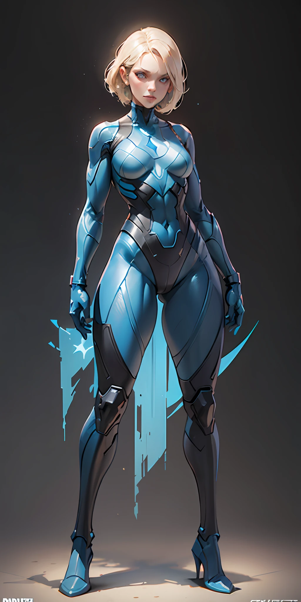Invisible Woman from Marvel, frontal, full-length, looking at the camera, facing the audience, standing pose, simple background, three-dimensional light, detailed full-body concept, sleek digital concept art, beautiful full-body concept art, art trend, CGsociety full-length,full body
