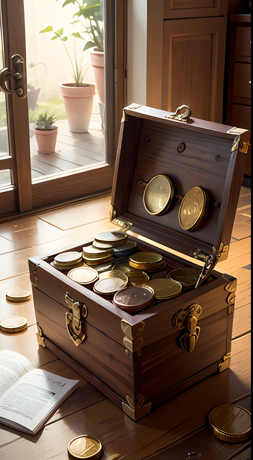 Metallic Treasure Chest,coin,Shines,No organisms