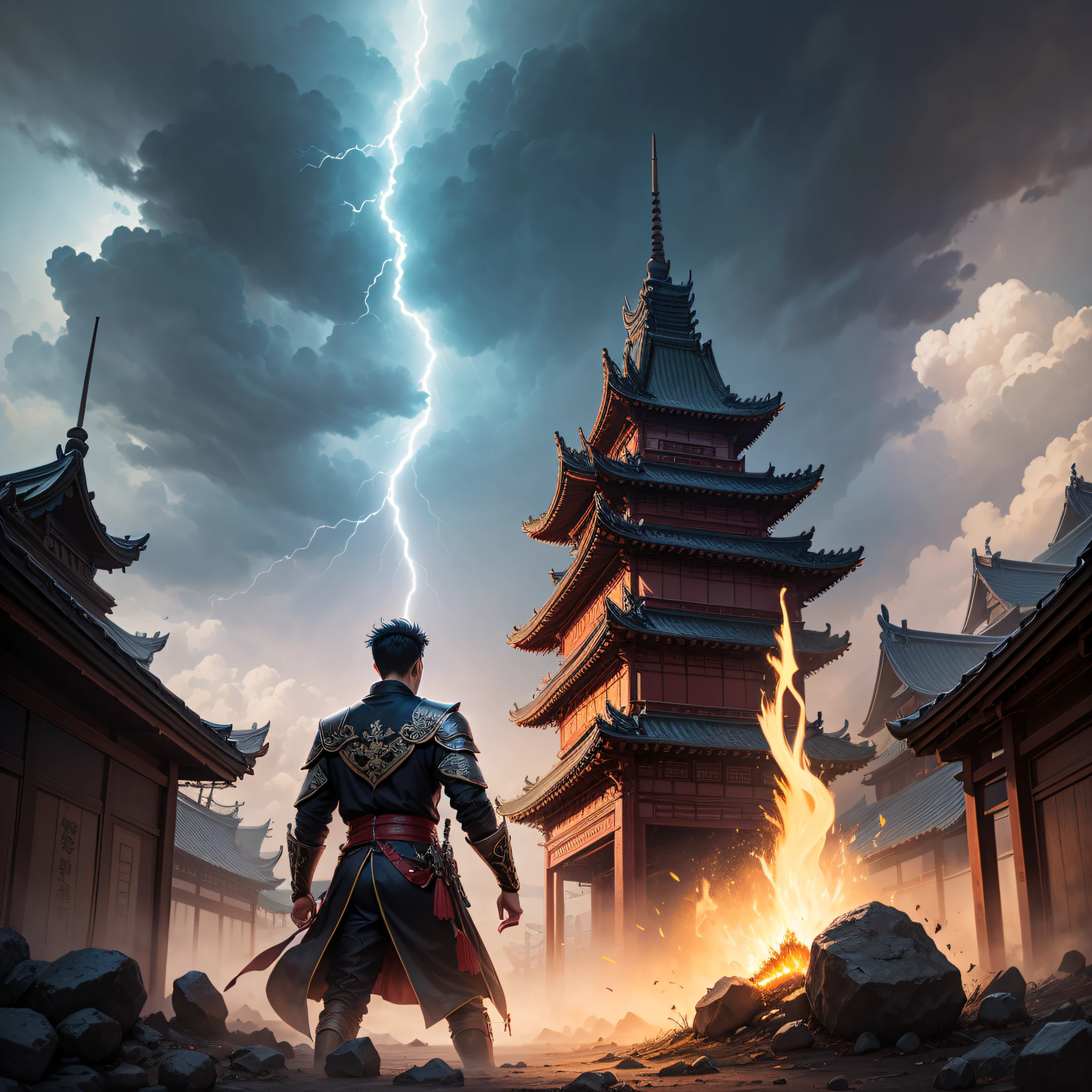 tao,The power of the Dao swells,Accompanied by the protection of Chinese guards,The old palace is dark and dark,Thunder and lightning run rampant in the sky。Feel the magic of antiquity in this two-dimensional world... --auto