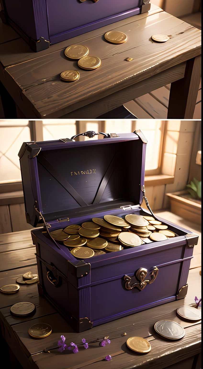 Purple chest,coin,Shines,No organisms