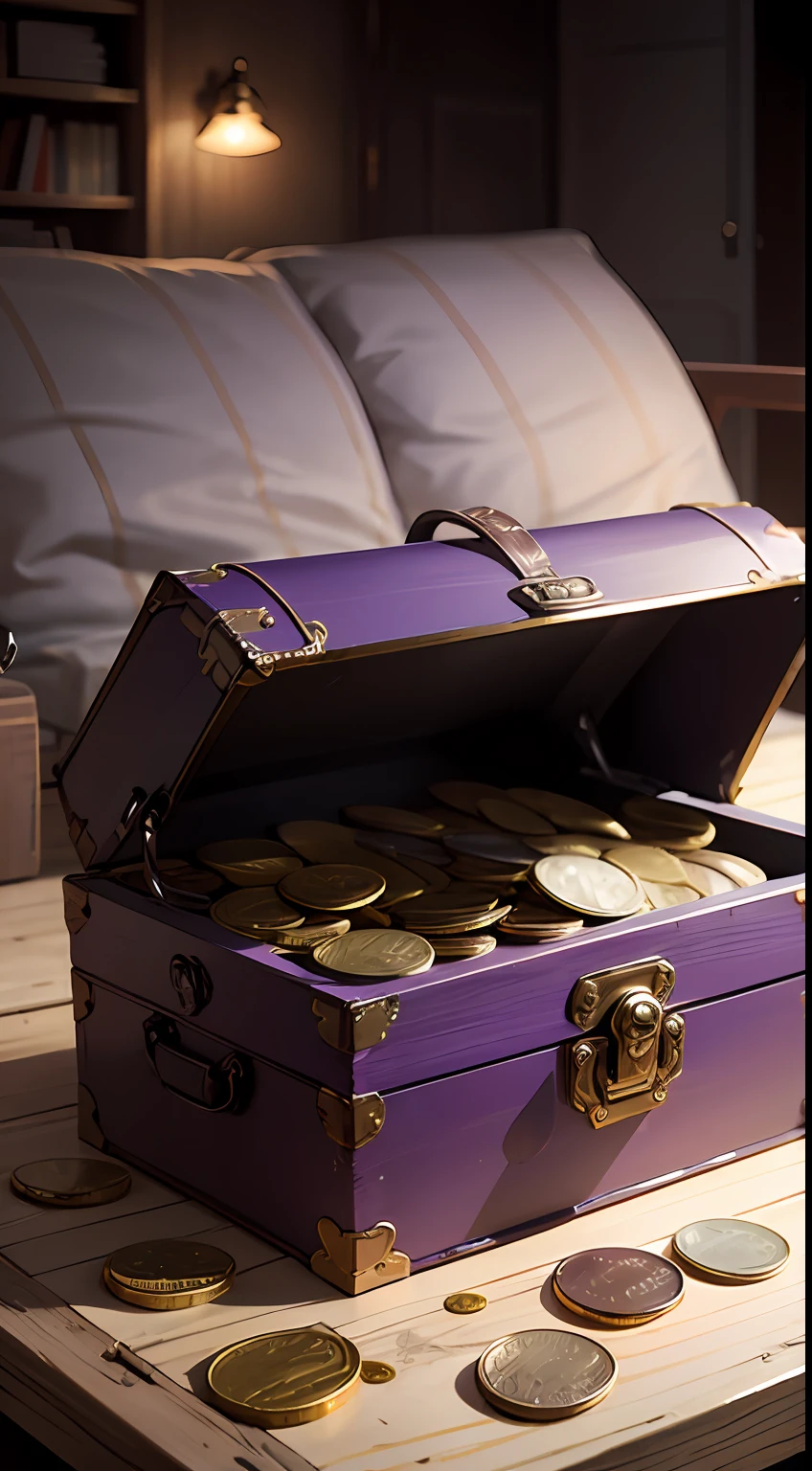 Purple chest,coin,Shines,No organisms