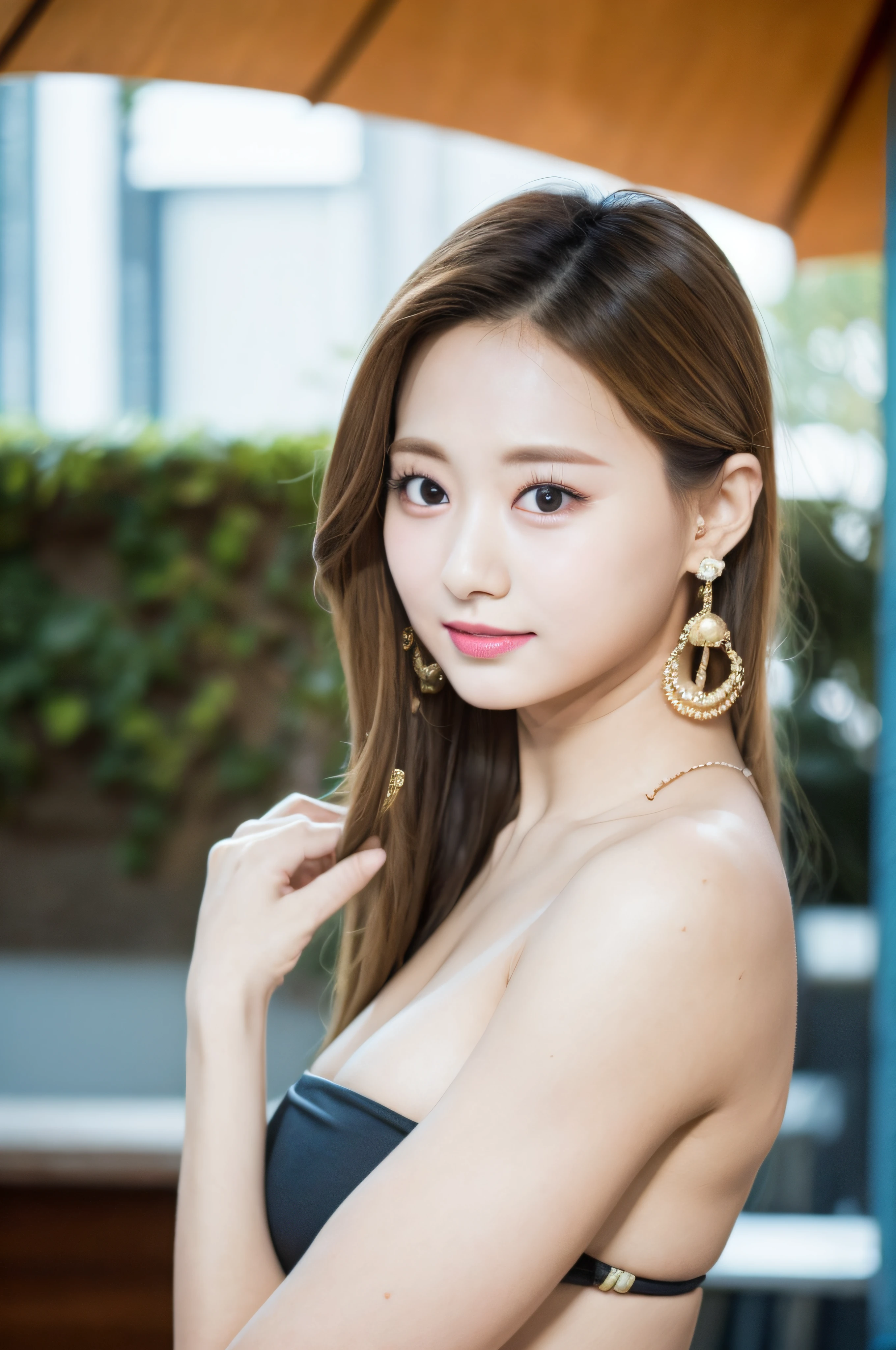 tzuyutwice、japanese girls、8k, best quality、 real image, intricate detail、ultra-detail、ultra-high resolution、 depth field、 (realistic, realistic: 1.2), masterpiece, photo 1girl,18yo girl、ple short hair、black Hair、bangs、BROWN EYES、Perfect figure、Sense of transparency、luster、gloss、modest chest、bikini、Guangyue、Burning body、hposing Gravure Idol、swimming pool、Beautiful feet、Strong sunlight、Nasty、Rain-drenched body、wet、actress、hposing Gravure Idol、Nogizaka Idol、korean idol