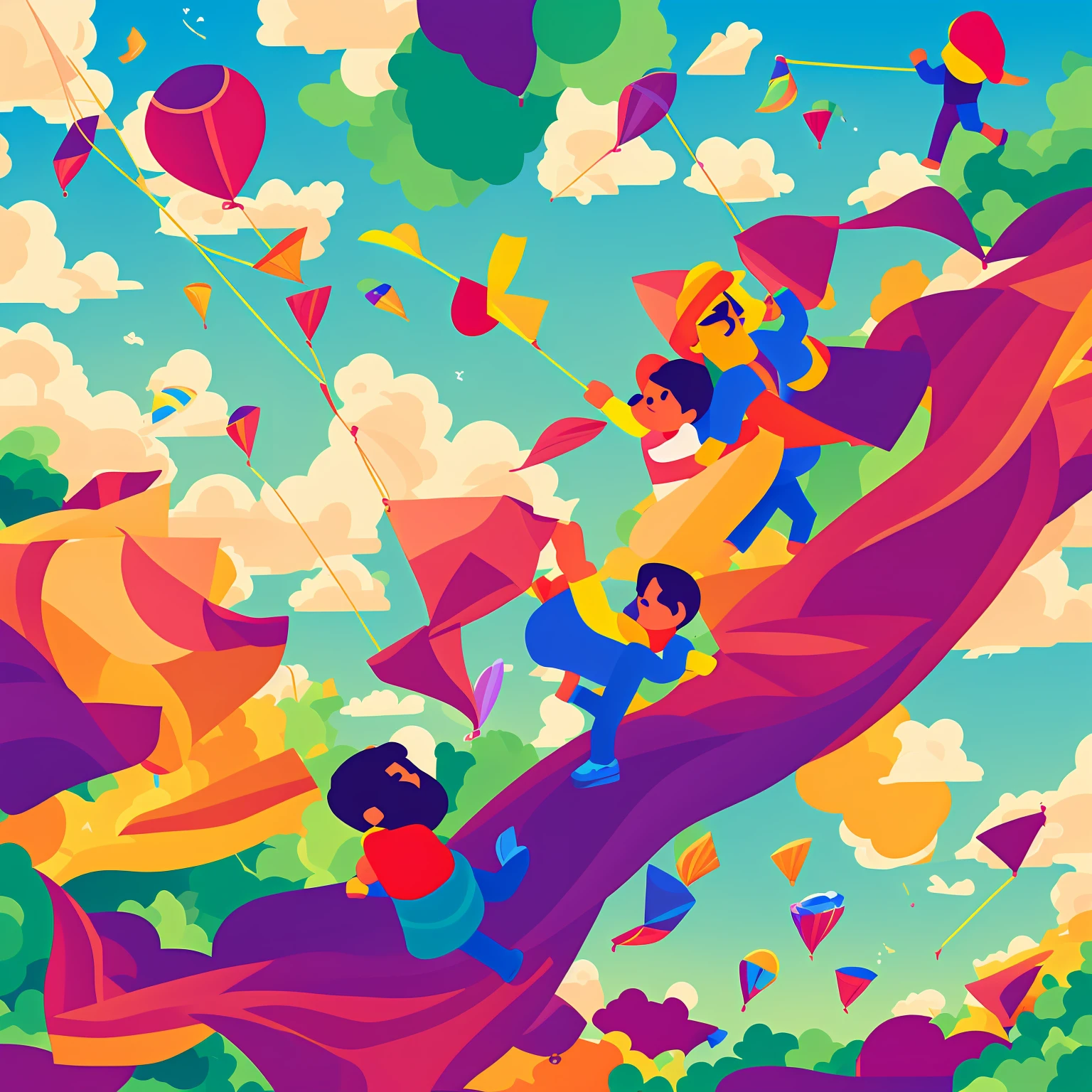 Poster making, Children's Day, in the amusement park, a little boy holding a balloon, happy, jumping, happy --auto --v 6