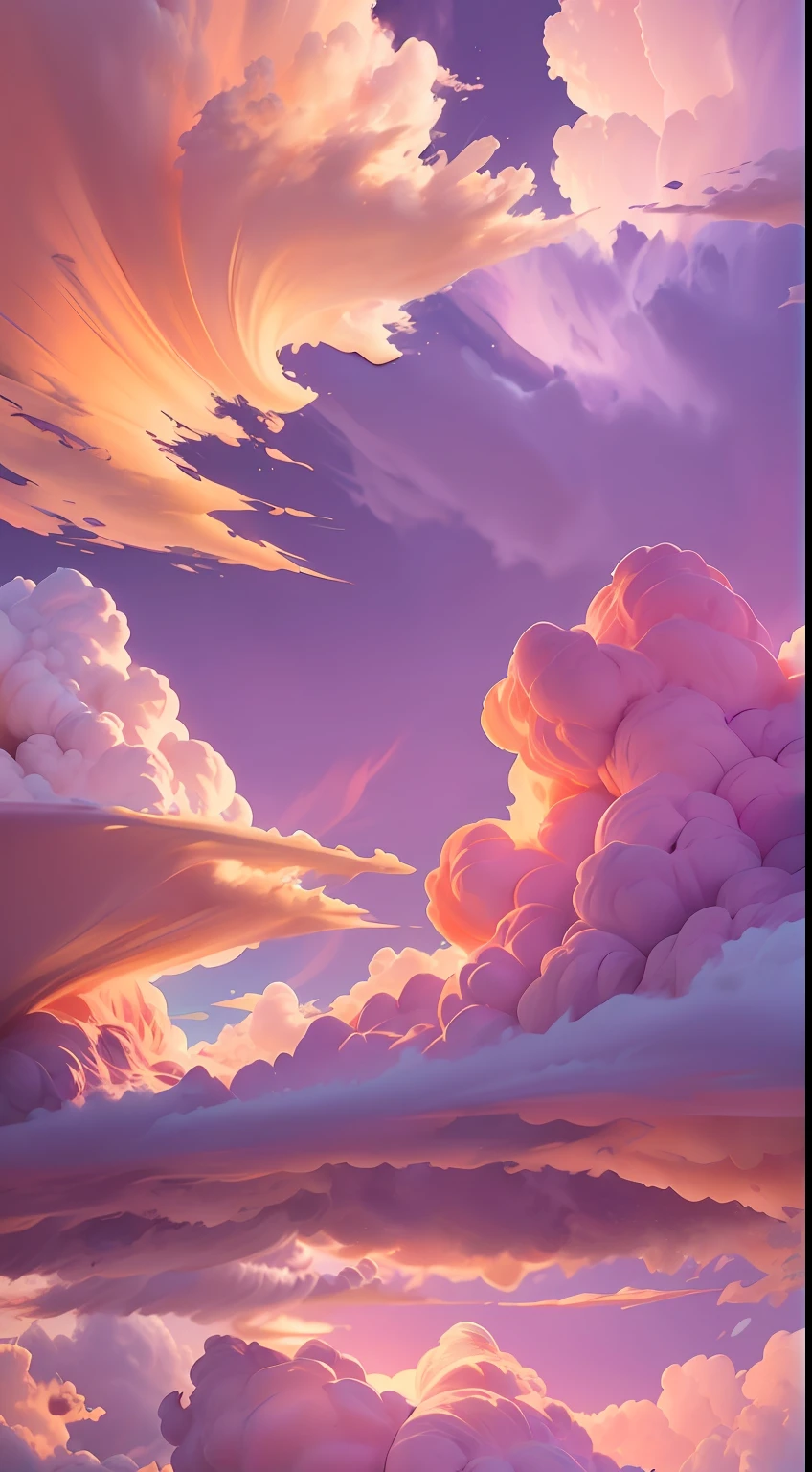 Purple sky,Clouds,Red clouds,Yellow clouds,Gradient color,Dreamlike,