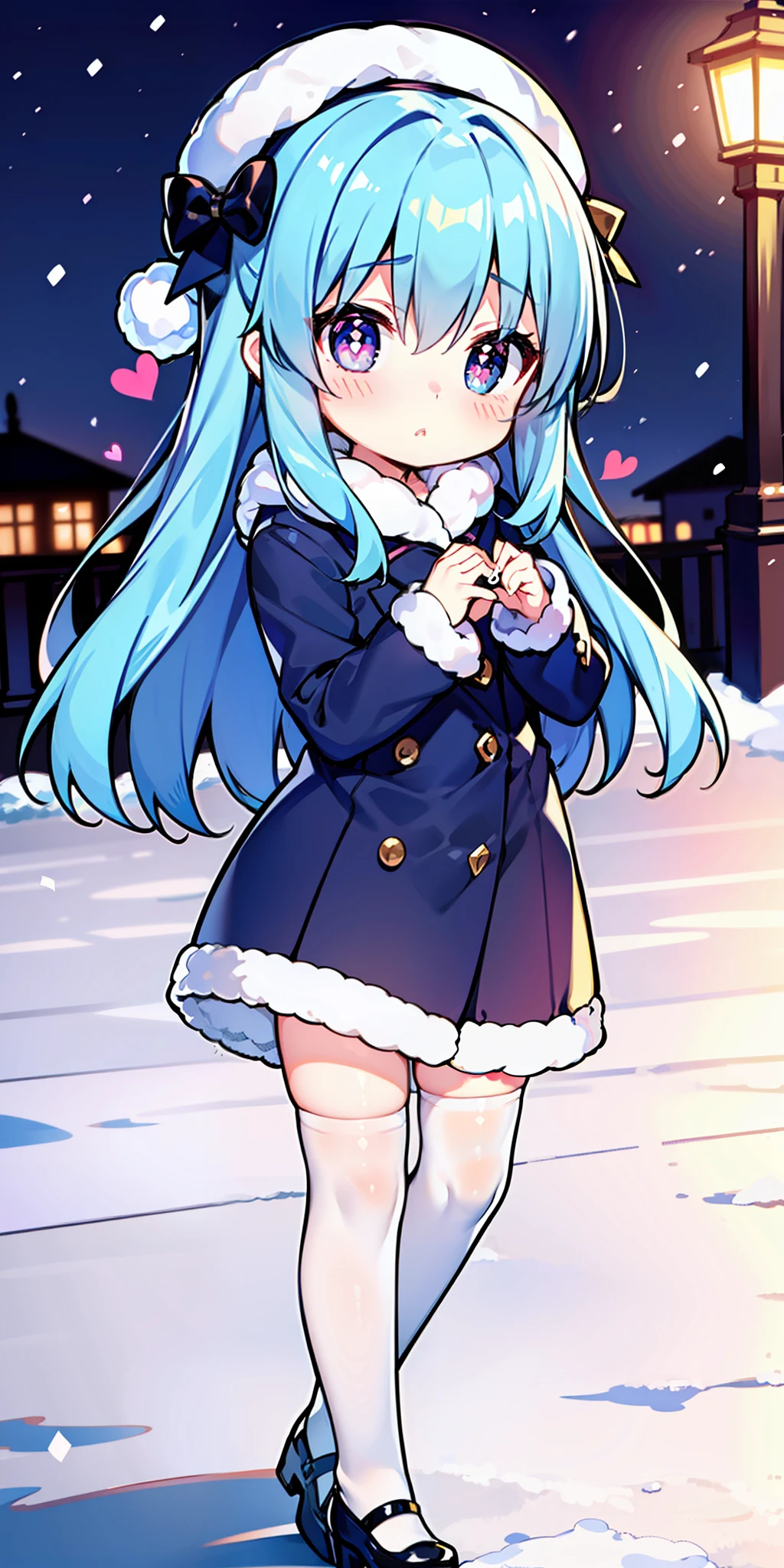 petite loli,long haired,Cutes,heart - shaped pupils,solo dance,blue hair,get blush,wintern,nevando,al fresco,White stockings,to stand