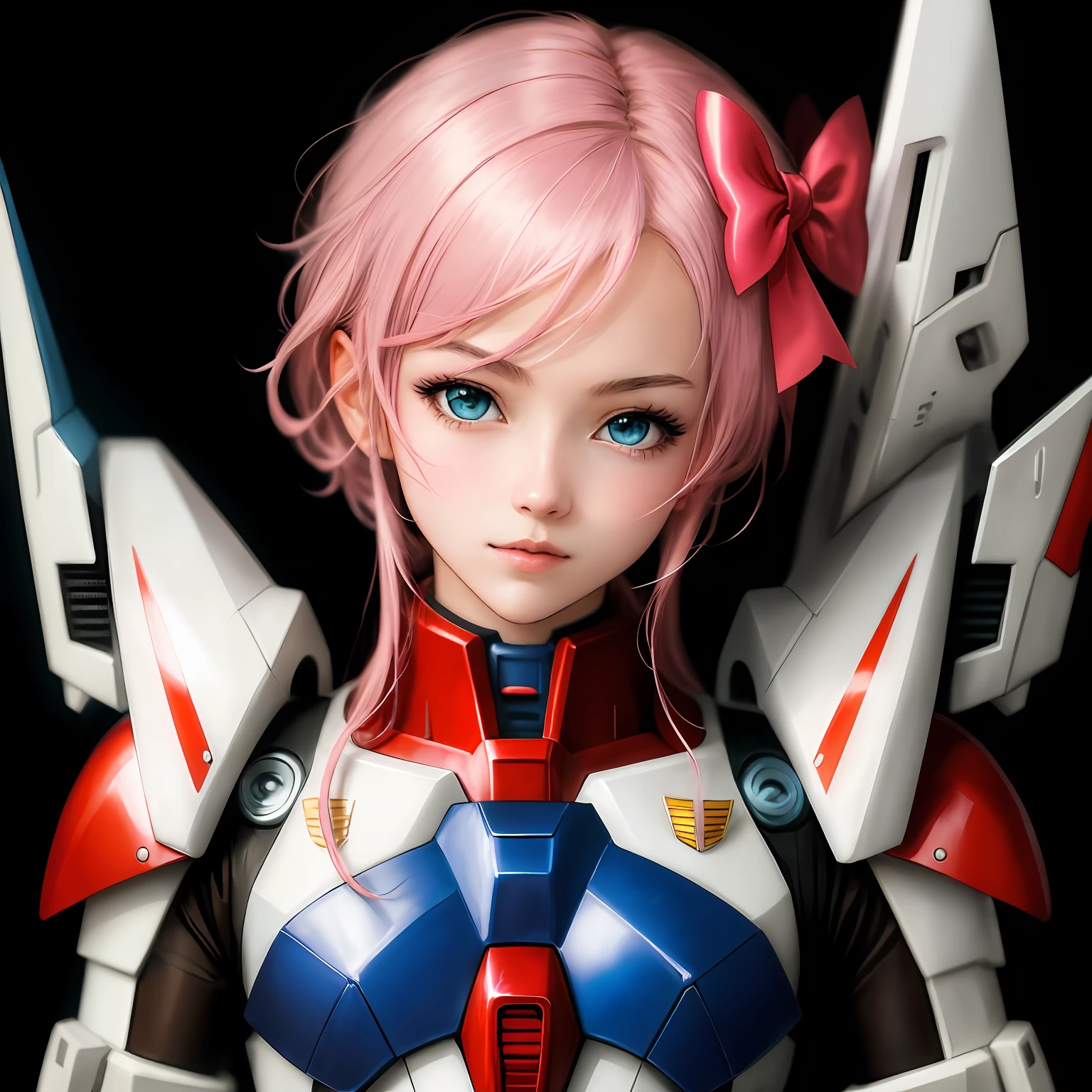 anime girl with pink hair and blue eyes with a pink bow, Detailed Digital Anime Art, kawaii realistic portrait, portrait of cute anime girl, detailed portrait of an anime girl, anime style portrait, Stunning anime face portrait, portrait anime girl, portrait of cute anime girl, anime girl portrait, beautiful anime portrait, anime portrait, anime style 4 k, portrait of cute anime girlbabes、a close up of a robot with a blue and yellow body, Gundam Style, GUNDAM ROBOT, Gundam, mecha inspired, gundam is windmill shaped, Mobilesuit, Mobile Suit Gundam, Gundam Head, Extreme Gundam, mecha art, cool mecha style, on a gundam, gundam armor, anime robots, White Mecha, gunpla, greek god in mecha style
