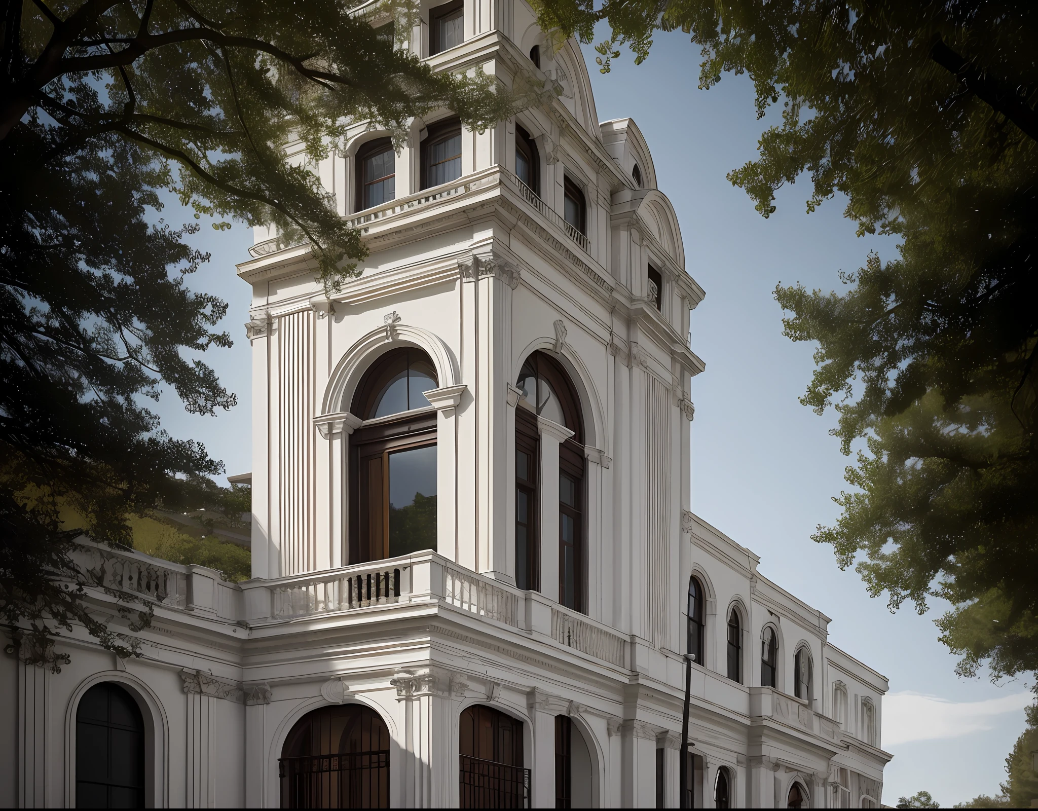 neoclassical style, white walls, neoclassical moldings, unique architecture, natural light, morning light, realistic photography, high-class details, overall perspective, fidelity, bright detail, sharp, unique, award-winning photography, Canon EOS 5D Mark IV DSLR camera, f/6, ISO 100, 1/250 sec, natural light soft, best quality , super high resolution