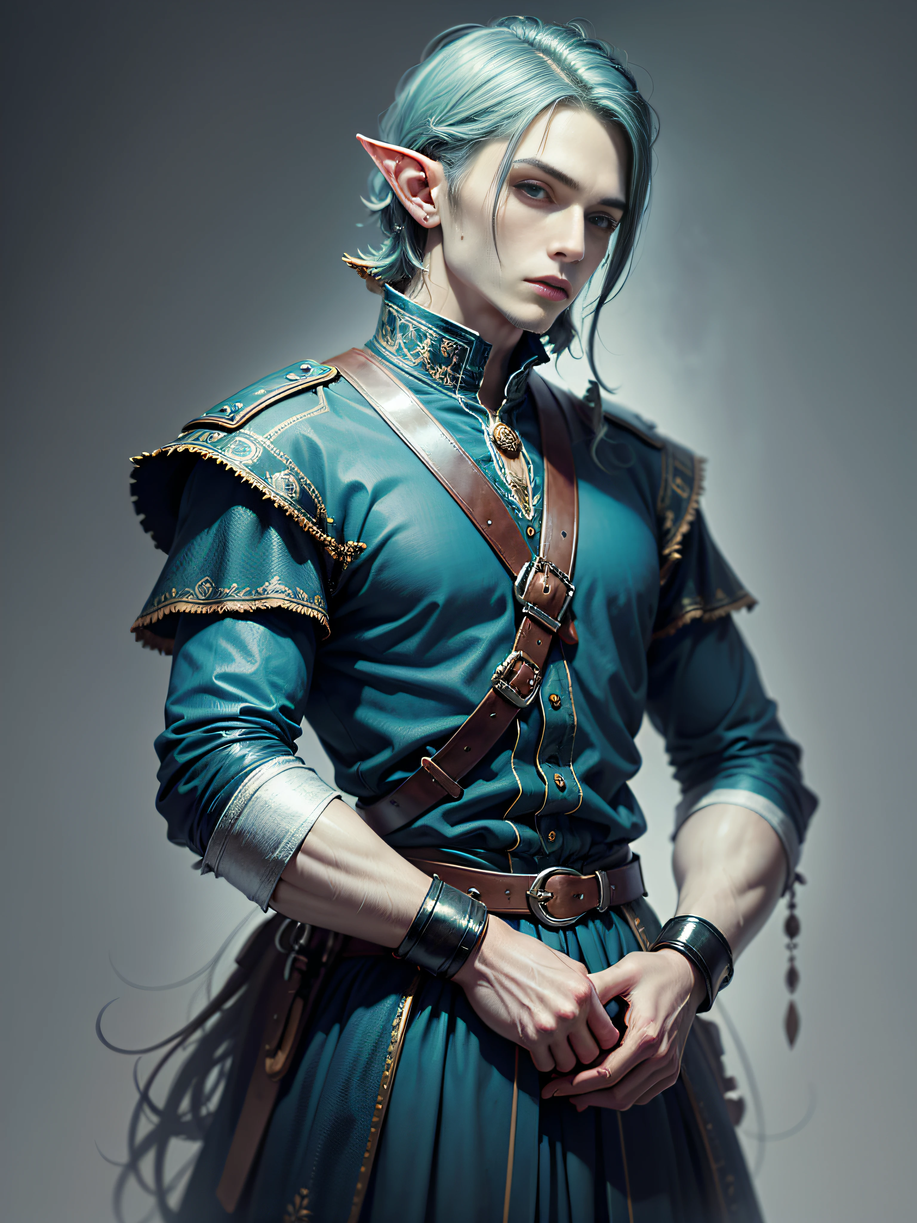 a man in elf clothing, limited palette, contrast, phenomenal aesthetics, best quality, sumptuous artwork