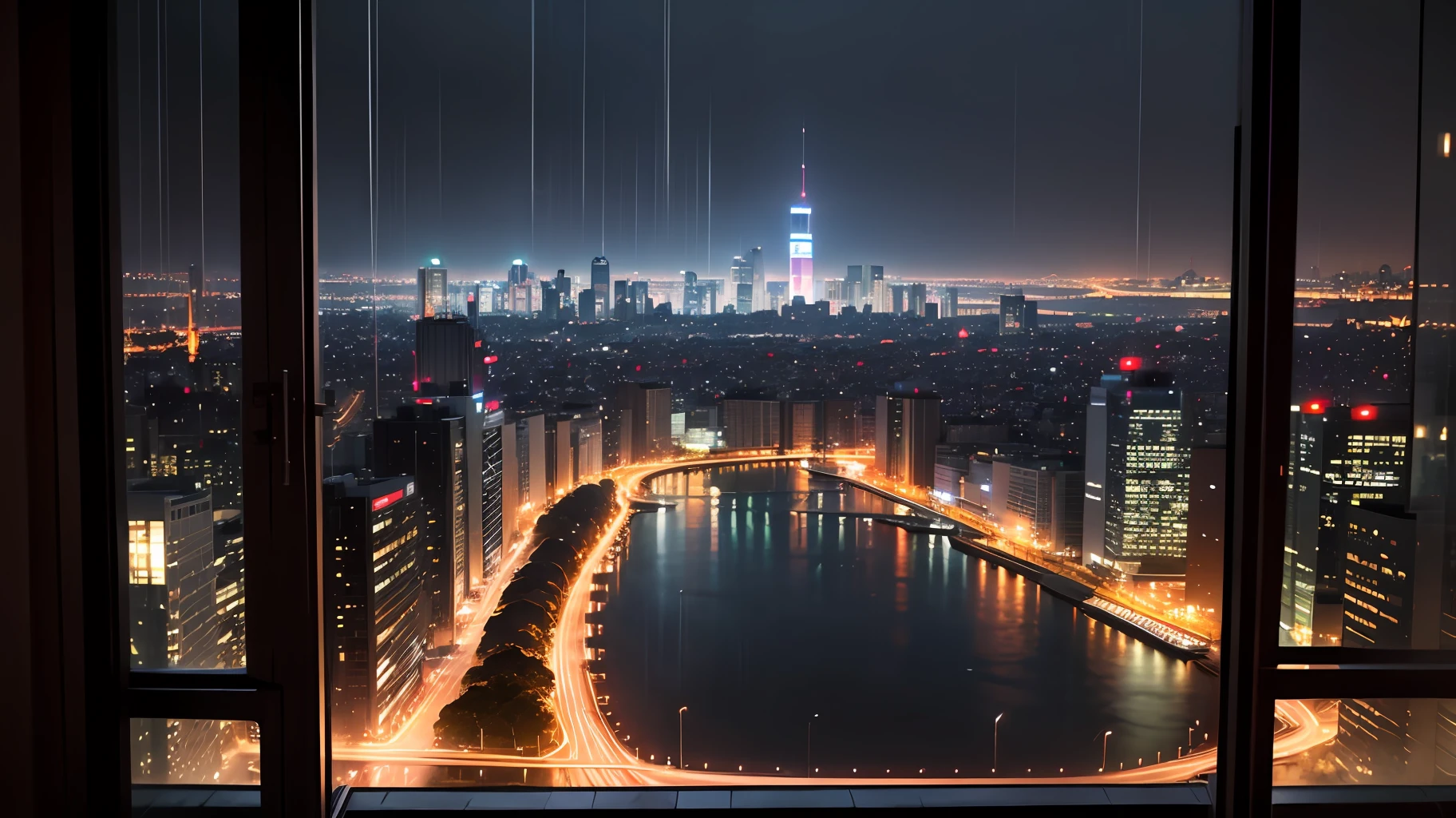 Outside the window、City Night View、raining day、Warm --auto