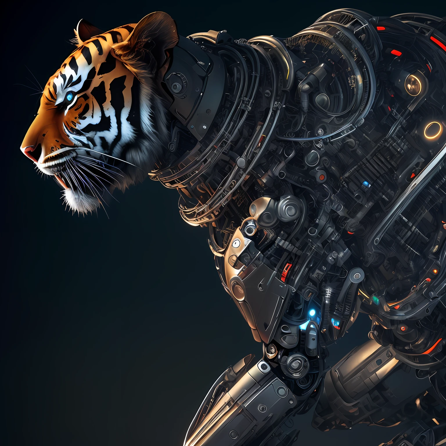 character sheet, complex 3d render (( ultra detailed of a beautiful japan woman android full body, masterpiece photo, cyborg, robotic parts, fighting against cyborg robotic tiger)) soft light, rim light, vibrant details, luxurious cyberpunk, lace, hyper realistic, anatomical, facial muscles, cable electric wires, microchip, elegant, beautiful background, octane render, h.r. giger style., masterpiece, best quality, high quality, highres, amazing lighting, detail enhancement, most beautiful image in the world, 8k resolution, awe inspiring, hd --auto