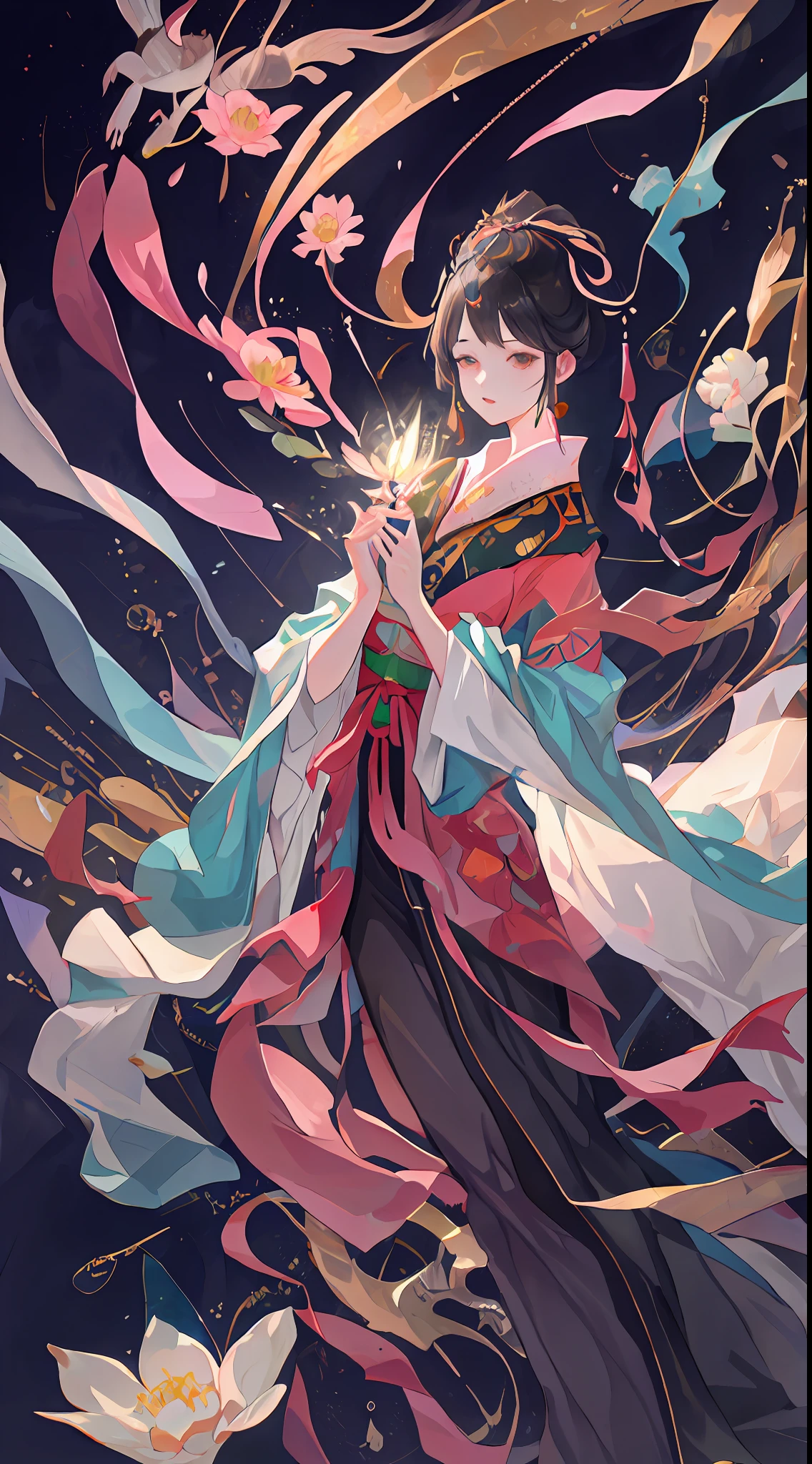A beautiful girl in ancient China, aloof temperament, rose red long dress, huge plum blossoms, standing under a tree, sunshine, clear face, masterpiece, super detailed, epic composition, high quality, highest quality, 4k --v 6