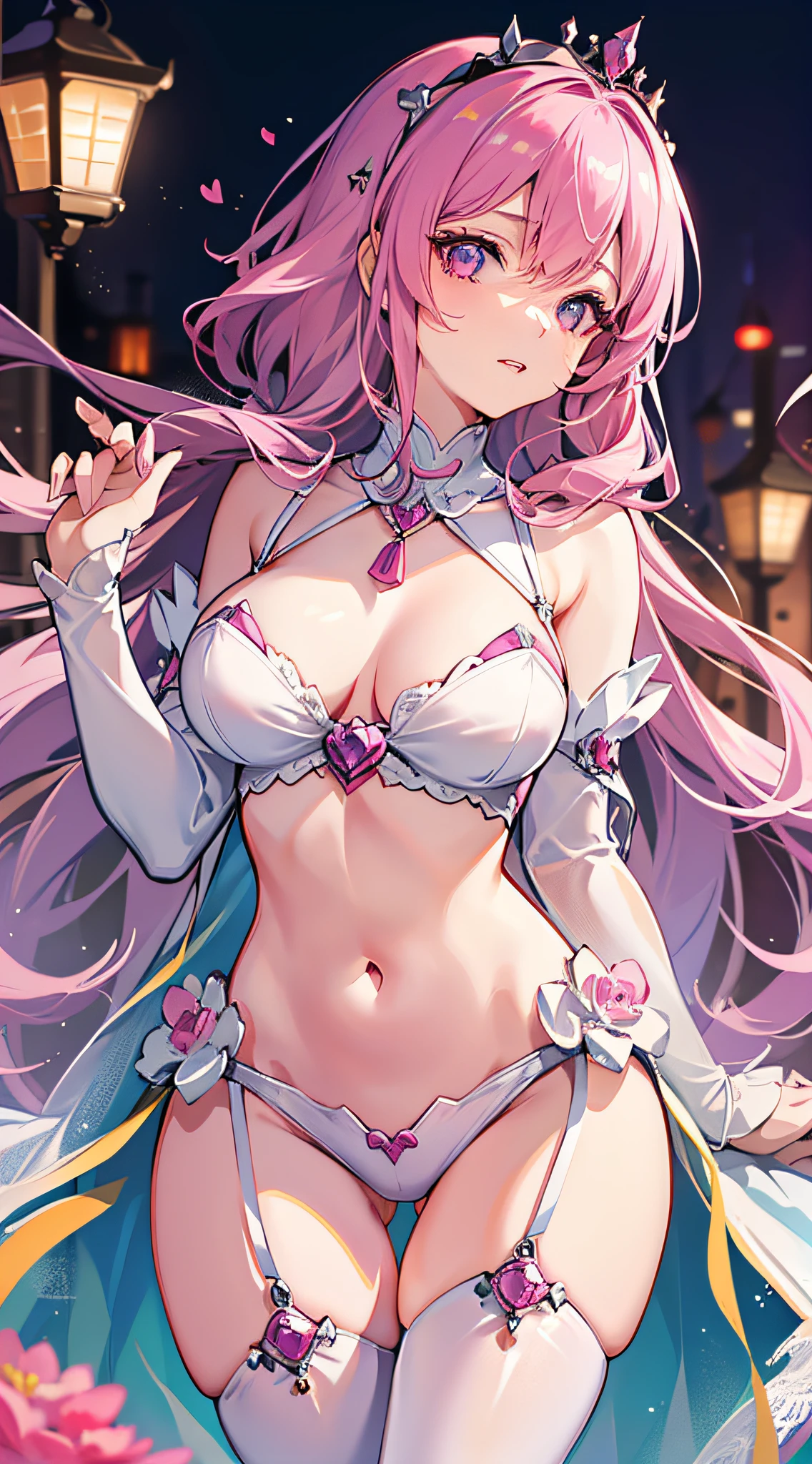 Ultra detailed, 1princesa, ropa divina, diosa perfecta,  coqueta, cuerpo completo, amor, bonbon, white, pink, 8k