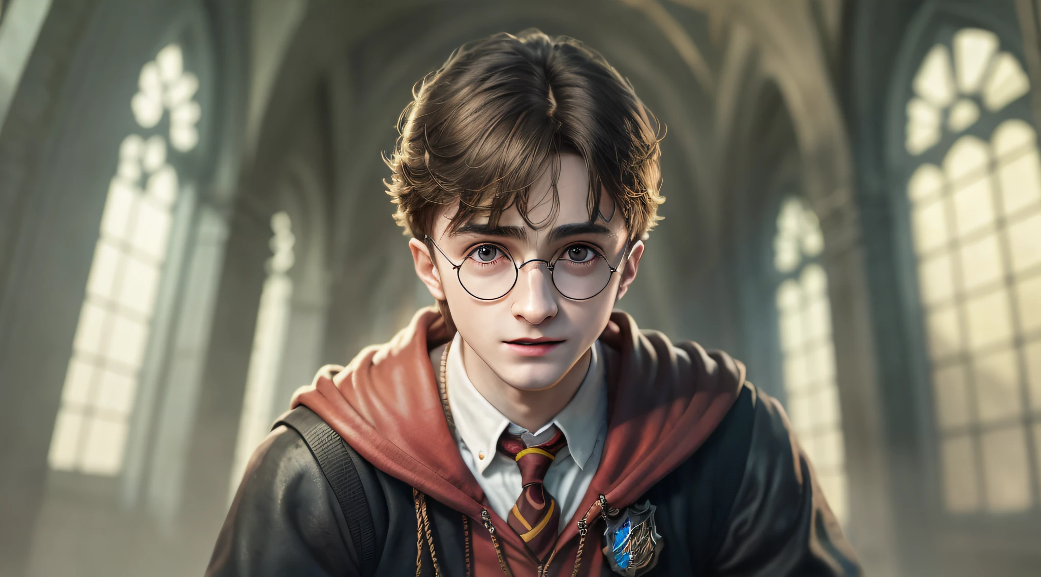 harry potter is a young man with glasses and a red hoodie, Retrato de Harry Potter, Retrato de Harry Potter, Arte de Harry Potter, Harry Potter em Cyberpunk, Wojtek FUS, Harry Potter, Daniel Radcliffe como Harry Potter, retrato de alta qualidade, retrato vfx altamente detalhado de, photorealistic fan art, jovem bruxo, fan art, Harry, pintura digital fotorrealista