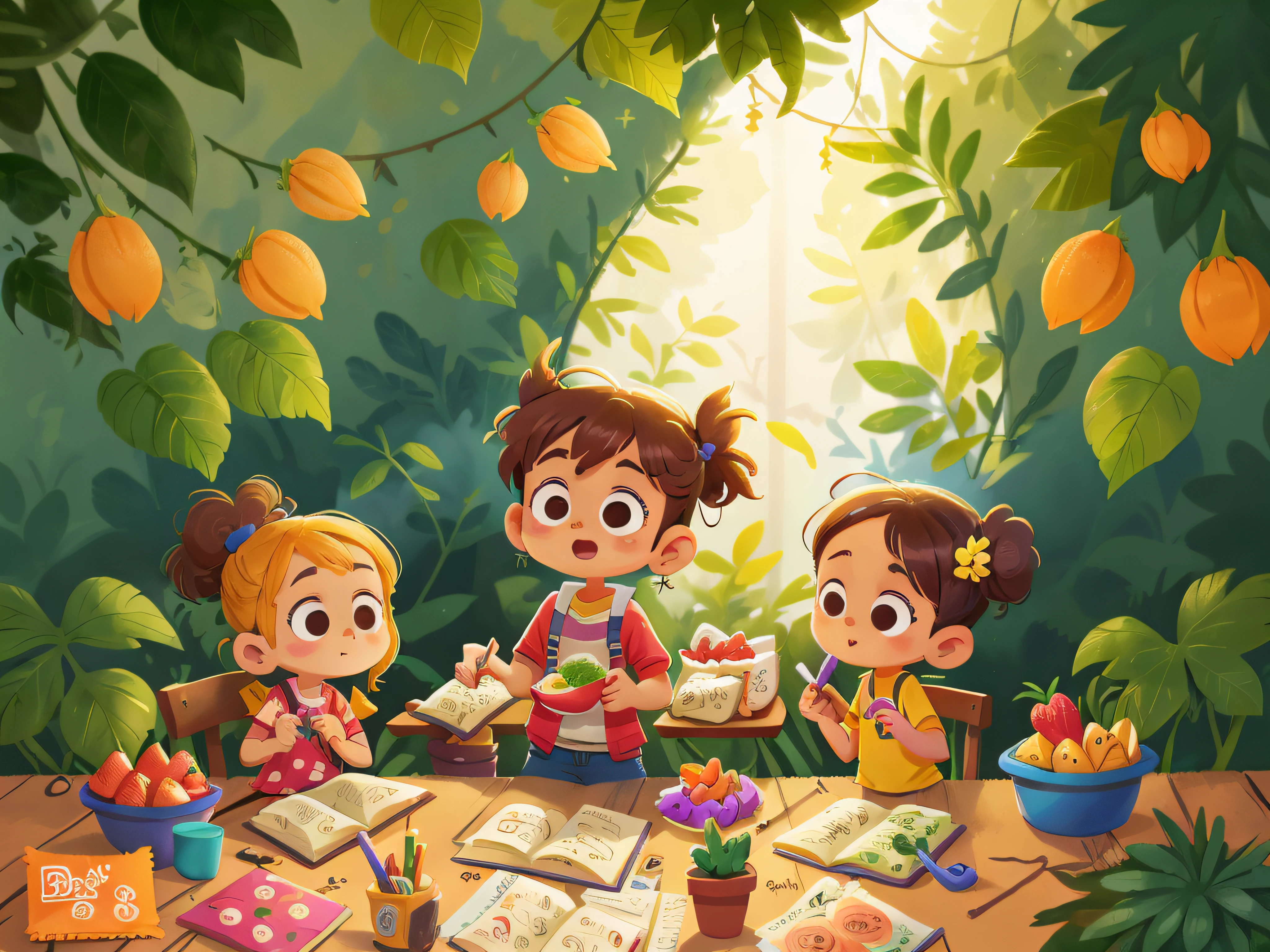 Numa tarde de outono, as "Pillipillias" went to the market with Mom. Elas ajudaram a escolher frutas e legumes frescos, learning about healthy eating and the importance of a balanced diet: 0.8), (obra-prima: 1.2) (realista: 1.2) (Bokeh) (melhor qualidade) (pele detalhada: 1.3) (detalhes intrincados) (8k) (olhos de detalhe) (sharp-focus), (Feliz)