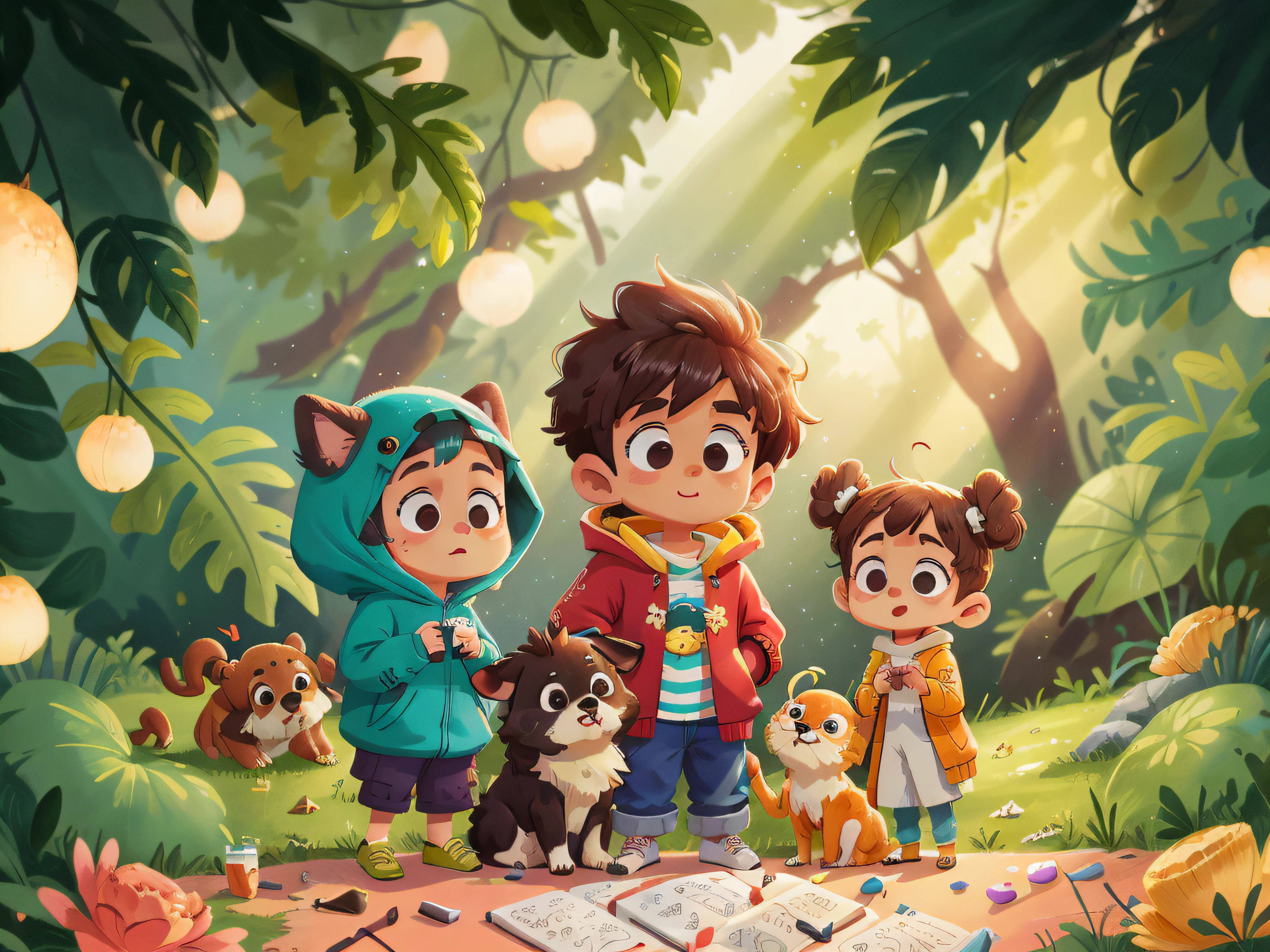 On a Saturday morning, as "Pillipillias" foram com o papai ao abrigo de animais. Elas brincaram com os cachorros e gatos, Understanding the importance of responsible adoption and pet care: 0.8), (obra-prima: 1.2) (realista: 1.2) (Bokeh) (melhor qualidade) (pele detalhada: 1.3) (detalhes intrincados) (8k) (olhos de detalhe) (sharp-focus), (Feliz)