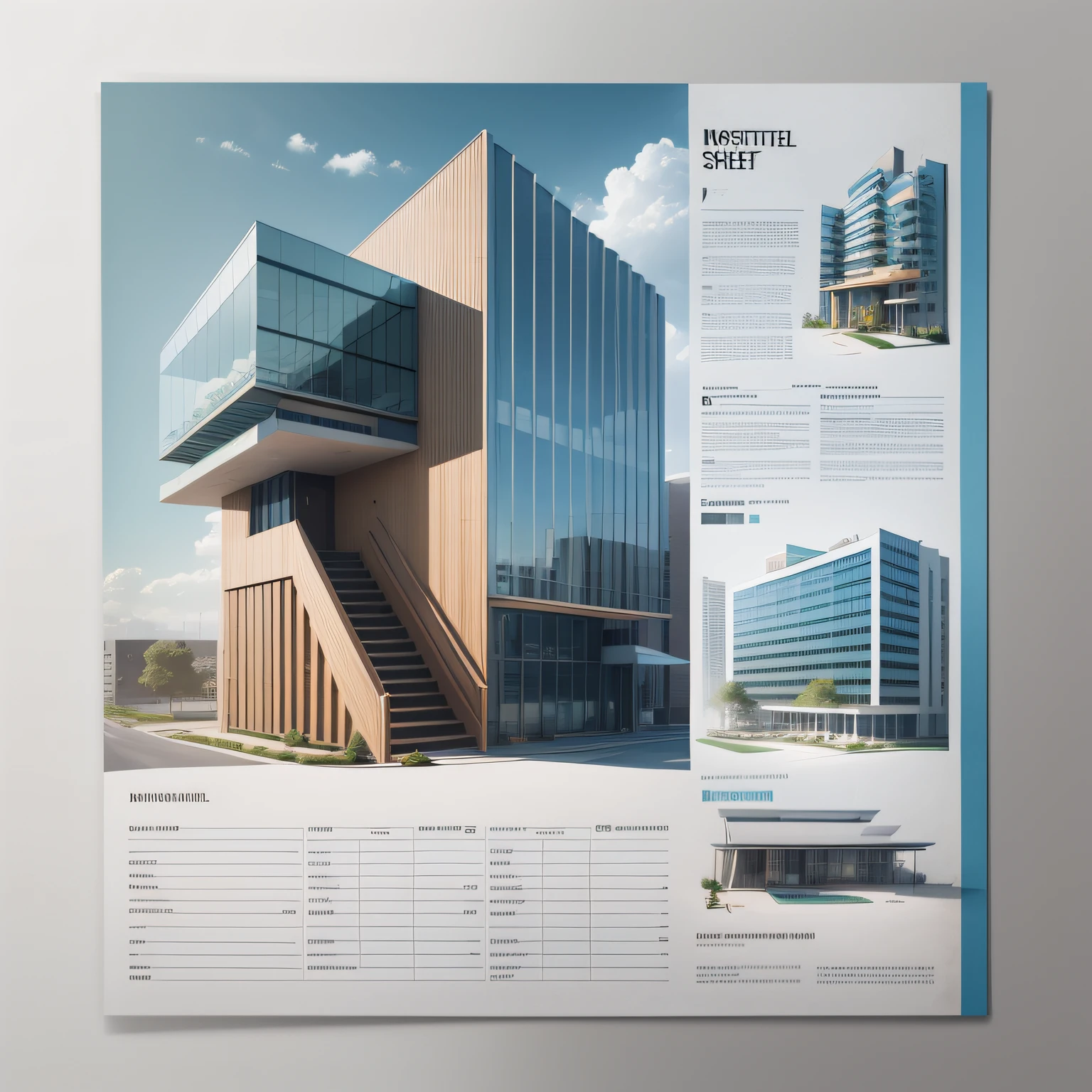 Imagine details sheet minimal style architectural competition, modern hotel