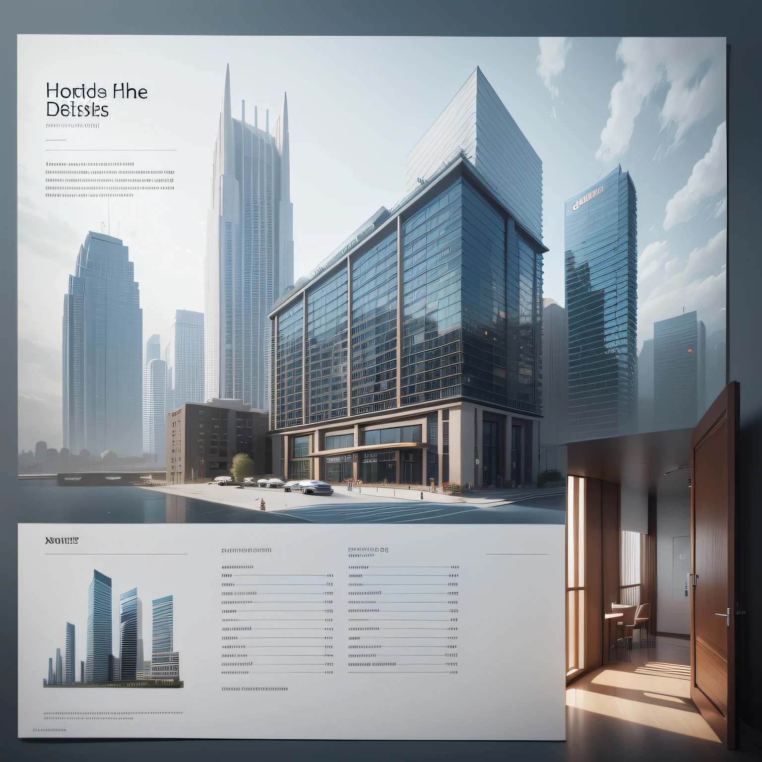 Imagine details sheet minimal style architectural competition, modern hotel