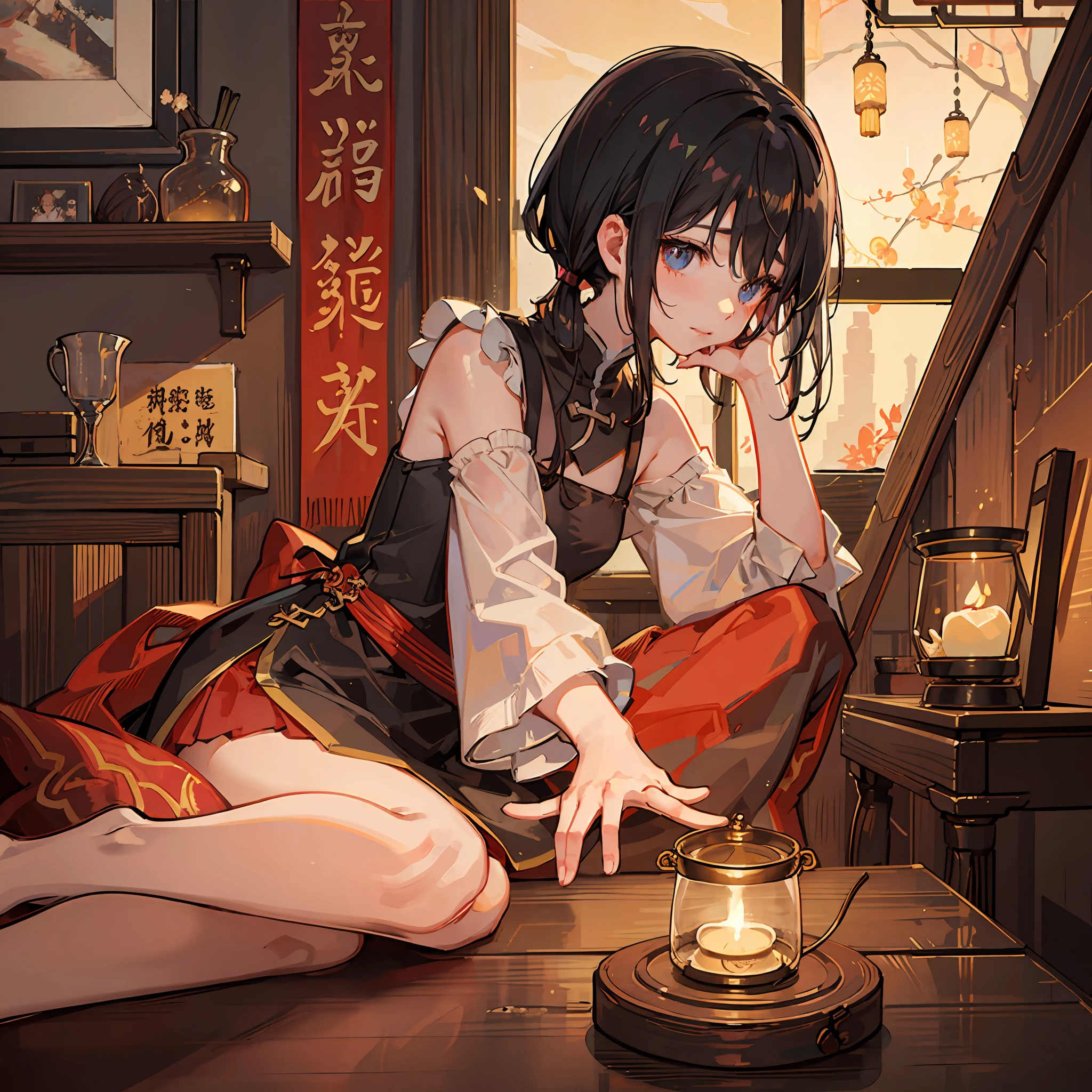 short-haired black hair r Girl Kittens komono アニメ kyoto tea --auto