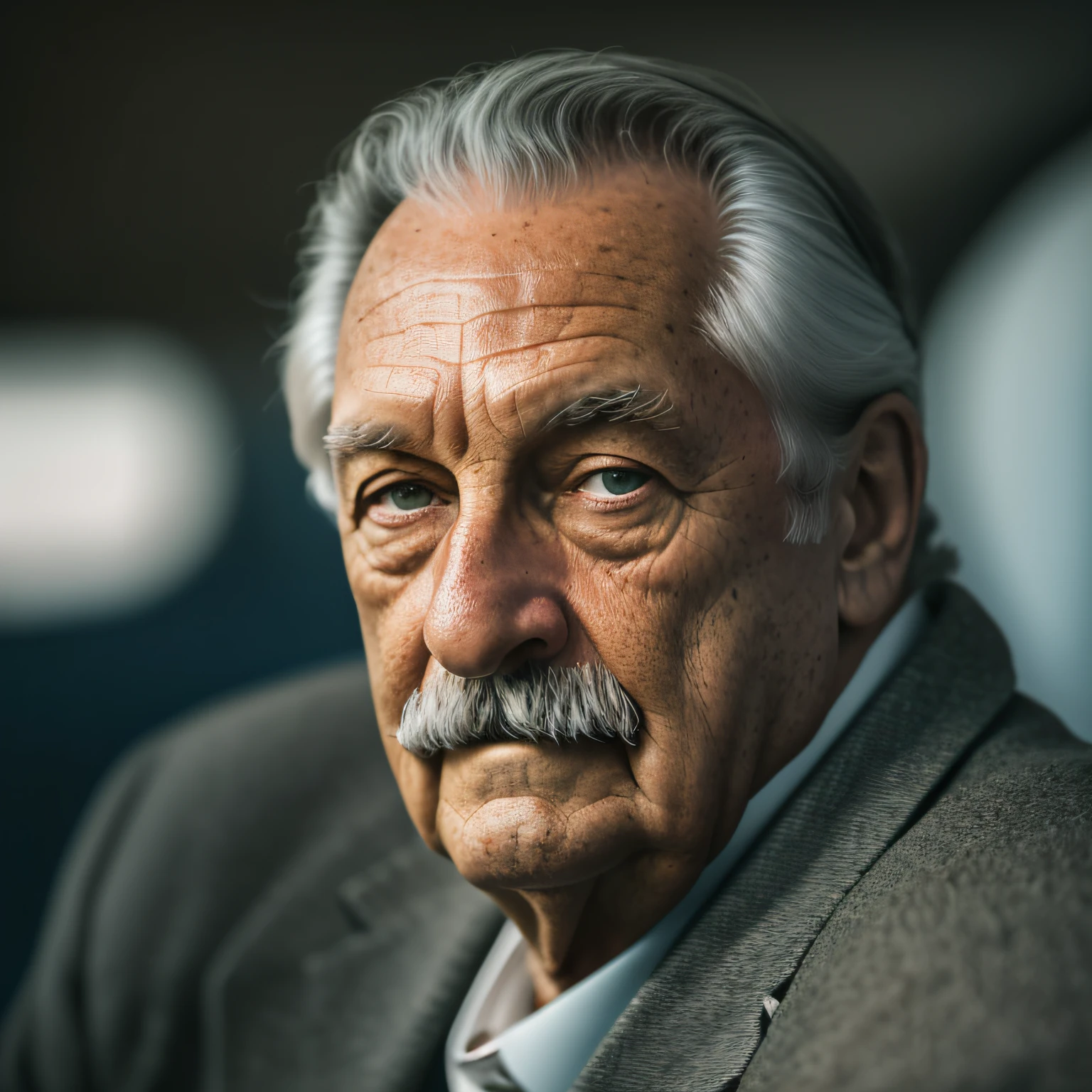 Foto RAW, (uma foto retrato de FERDINAND PORSCHE, 1.3), 8k uhd, dslr, fundo escuro, Soft illumination, melhor qualidade, movie grain, Fujifilm XT3,