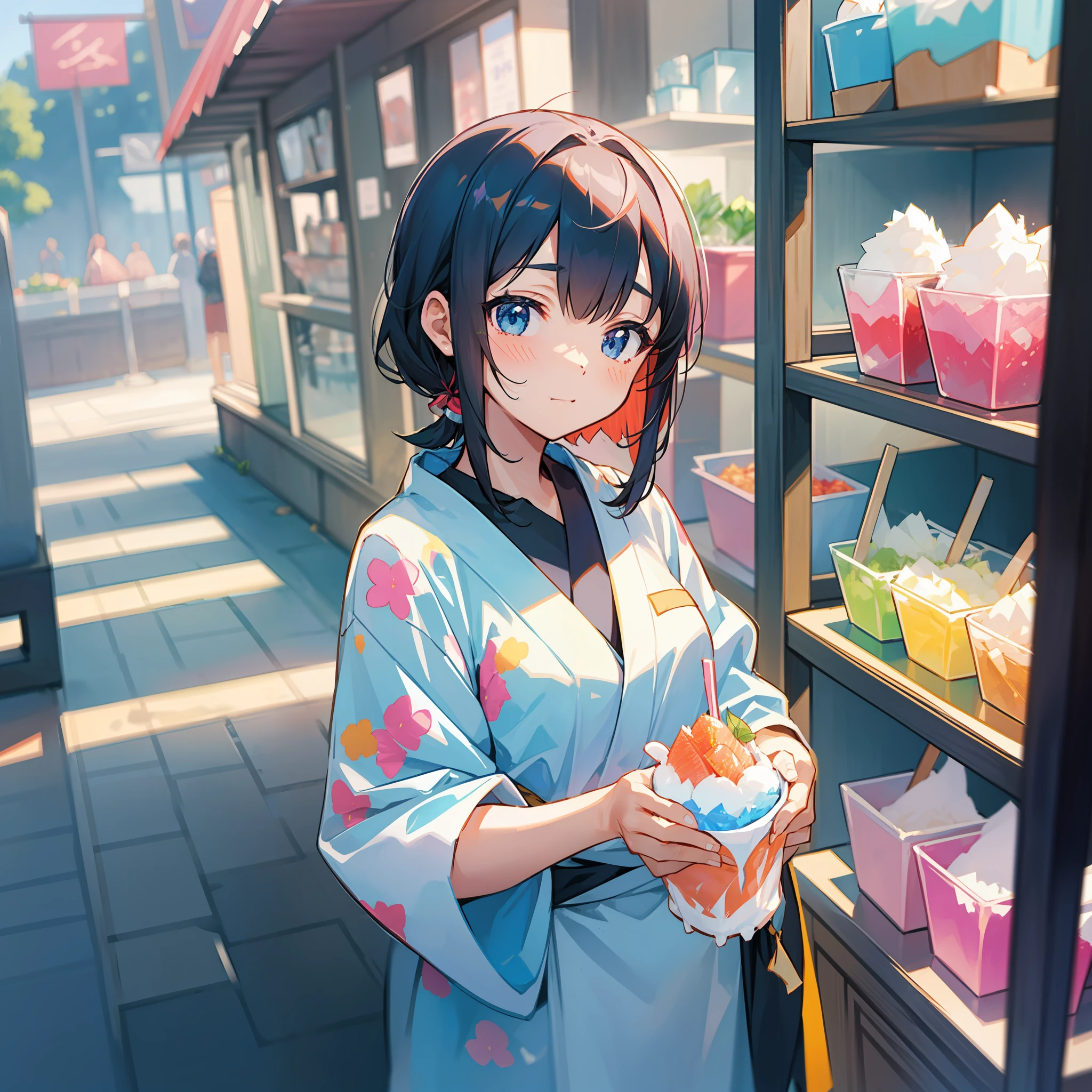 short-haired black hair teenager girl Kittens Komono アニメ kyoto Tea