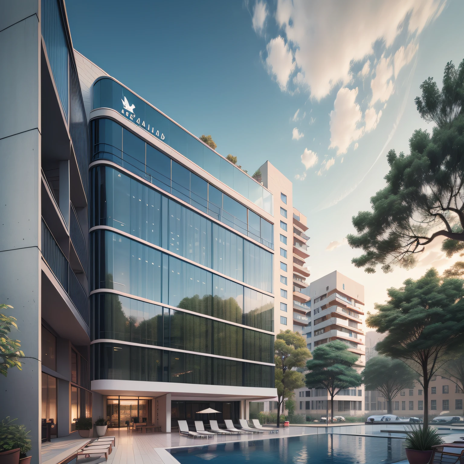 Imagine details sheet minimal style architectural competition, hotel moderno