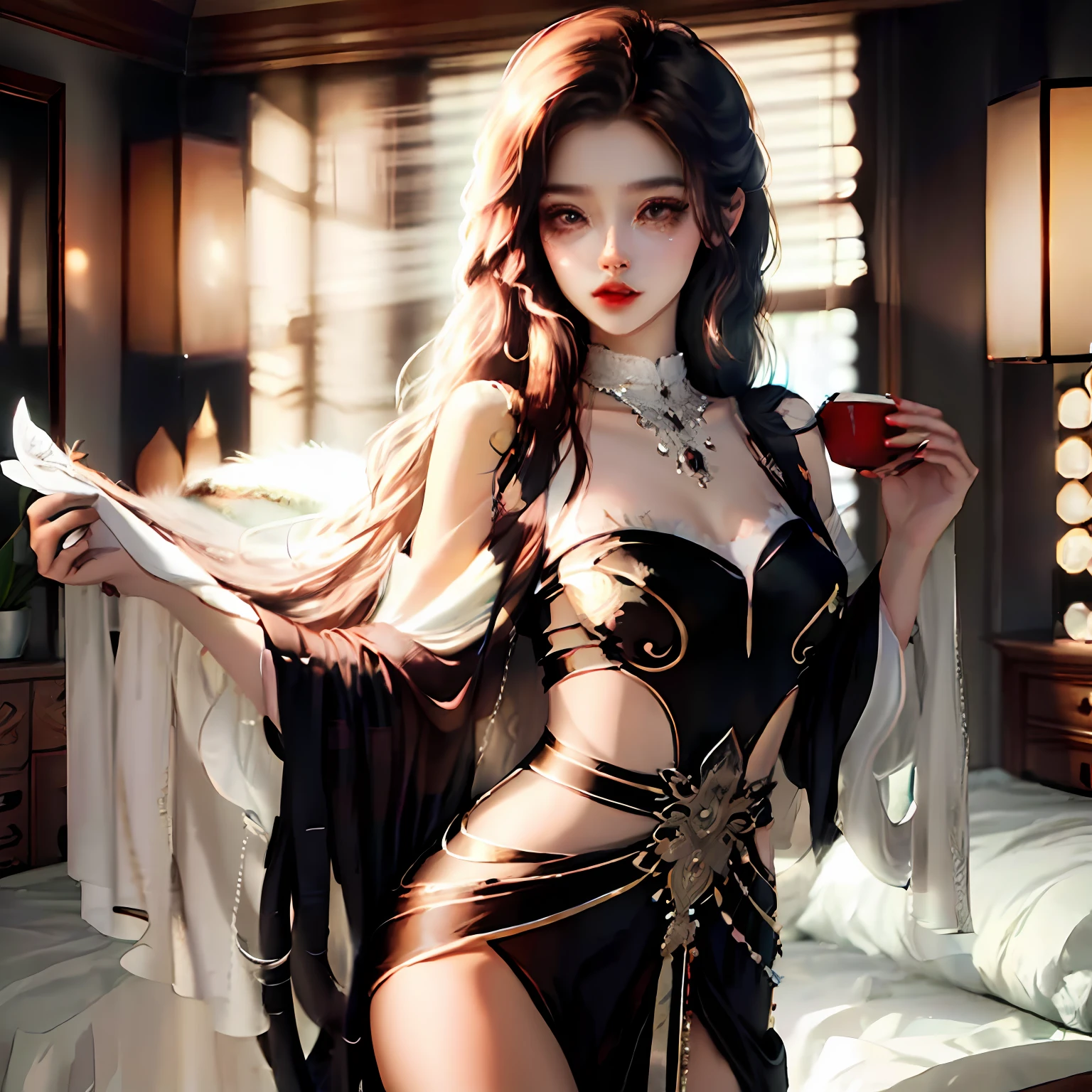 Full body photo，sexy beauty，Charming，long haired，with big eyes，Long legs，Small man's waist，plumw，modern day --auto
