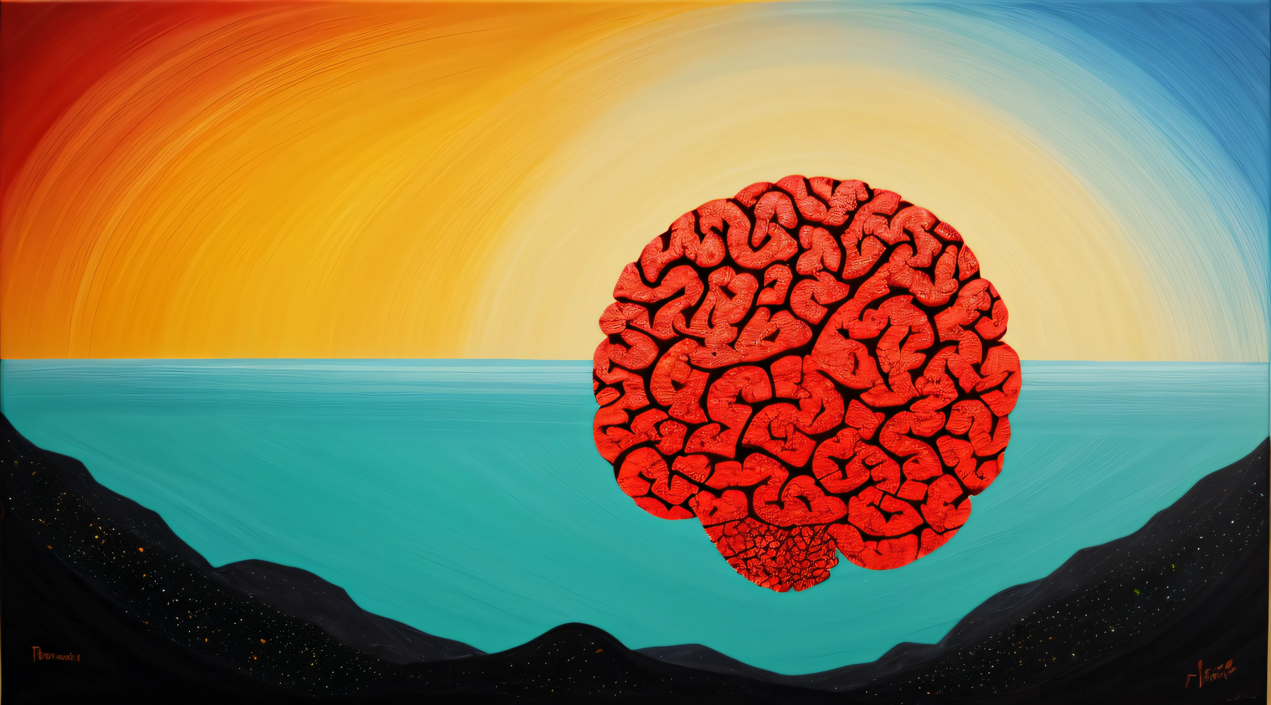 An abstract landscape with brains