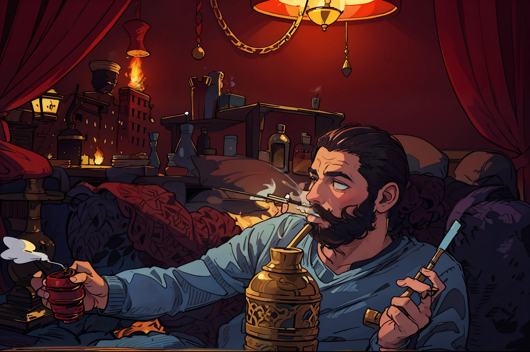 A man smoking shisha