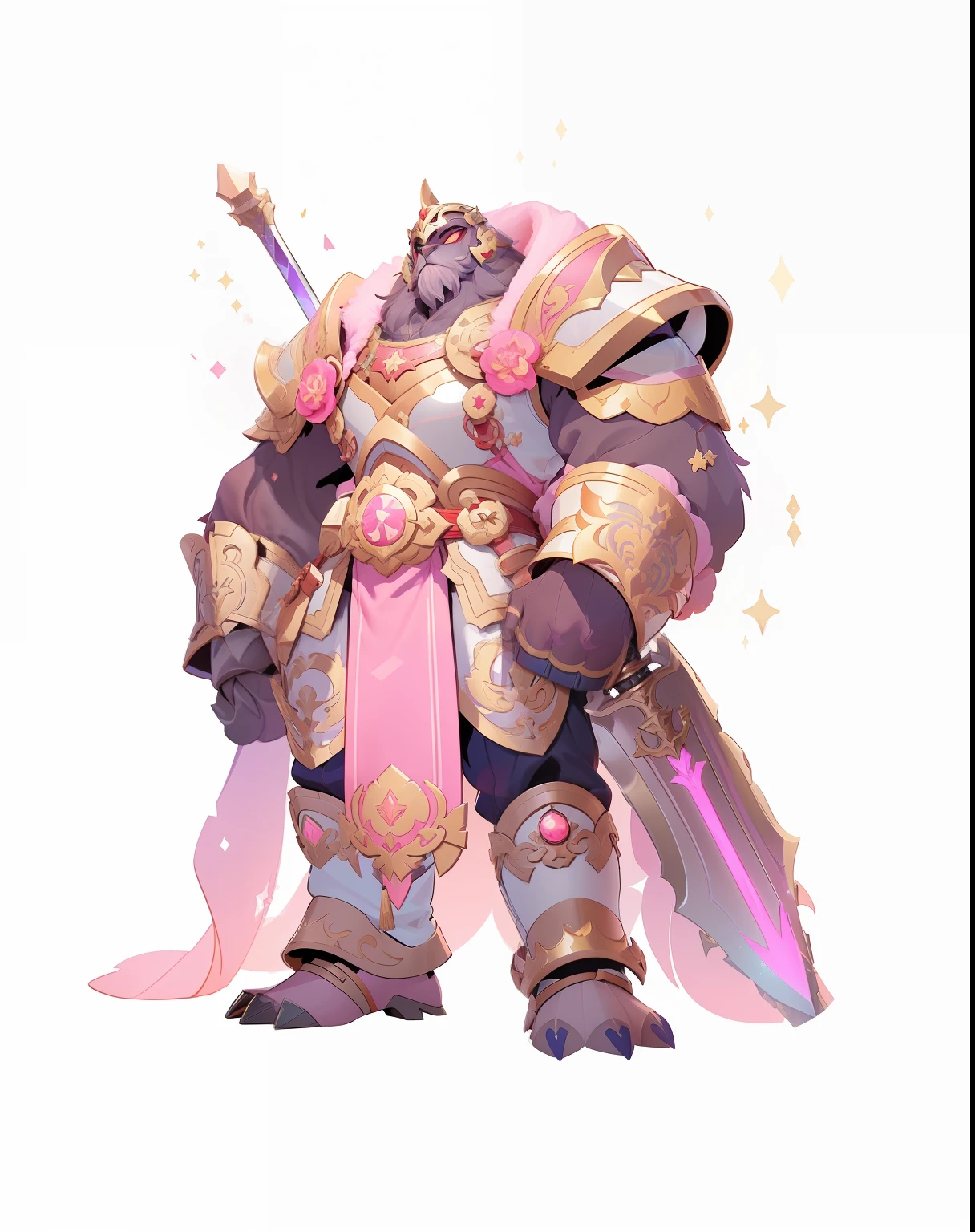 a close up of a cartoon character with a sword and armor, style of duelyst, character design contest winner, streamlined pink armor, onmyoji detailed art, keqing from genshin impact, full portrait of magical knight, shining pink armor, by Kieran Yanner, slick pink armor, hero character art, high quality character design, character design art