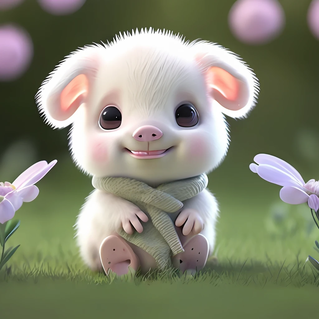 In this ultra-detailed CG art，Cute little piglet in the garden，lolth，of the best quality，high resolucion，Complicated details，fantas，cute animal，zhangzui，lolth！！！