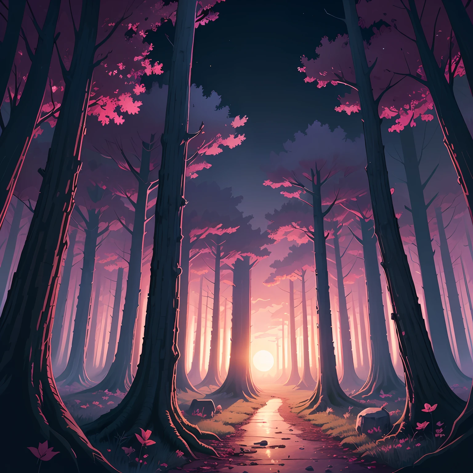 purple forest dusk pixel art dark background --auto