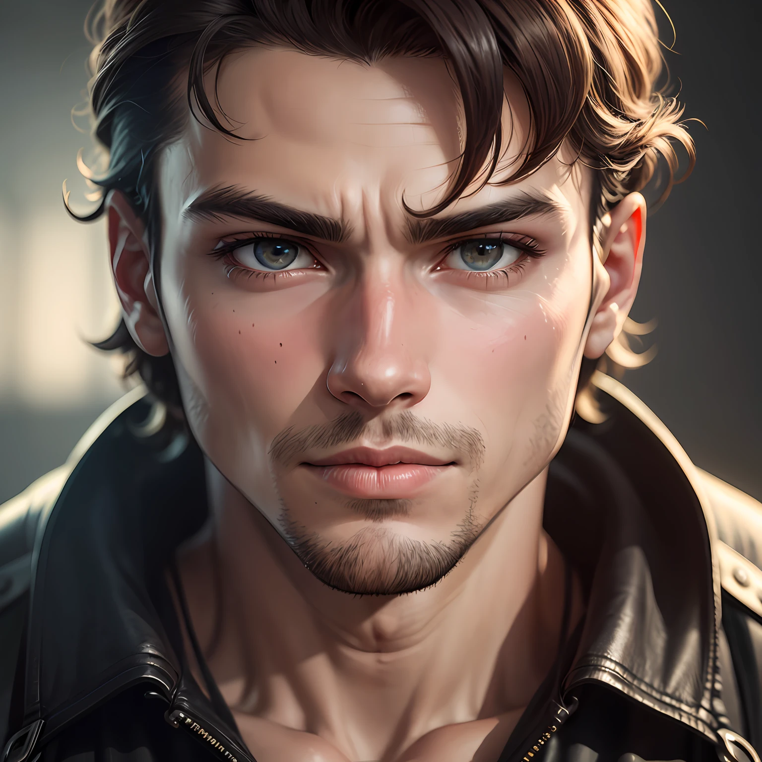 homem jovem assustado, 8k, 4k, super realista, close up, rosto --auto