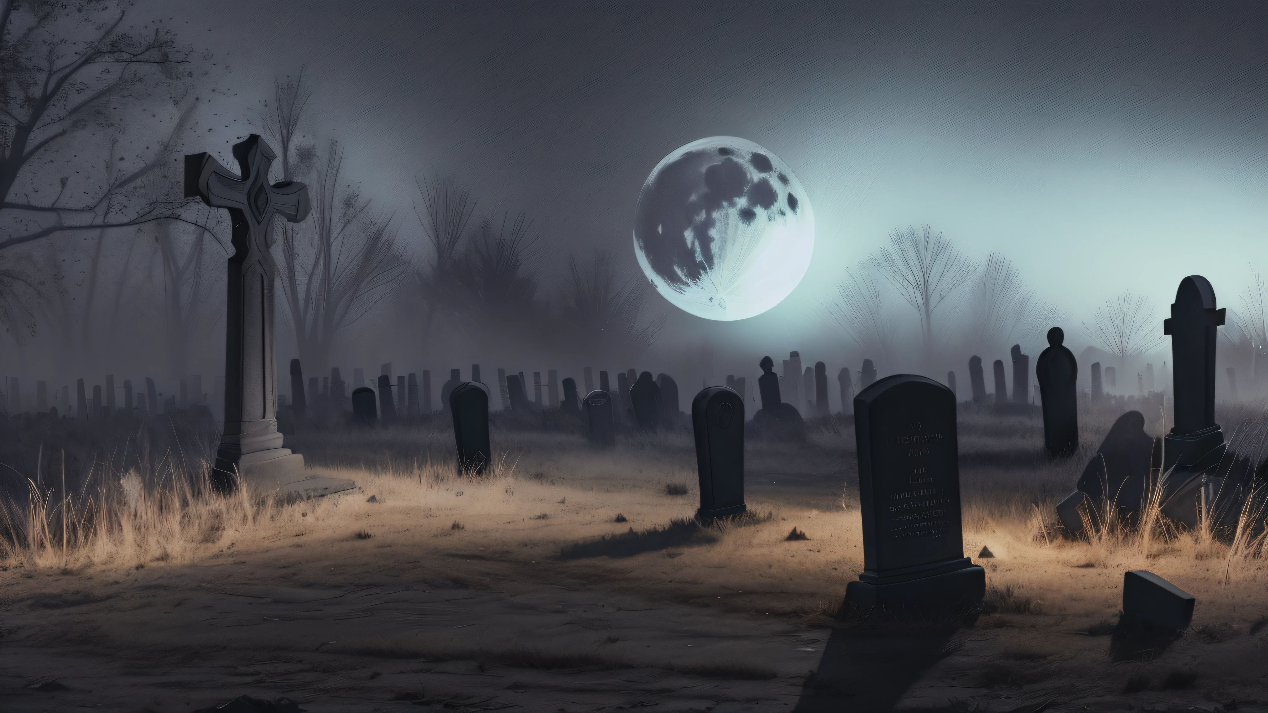 (dark magic:1.2), scary graveyard, fullmoon, moon light, beams of light, dense fog, night, (intricate details), (hyperdetailed), 8k hdr,
