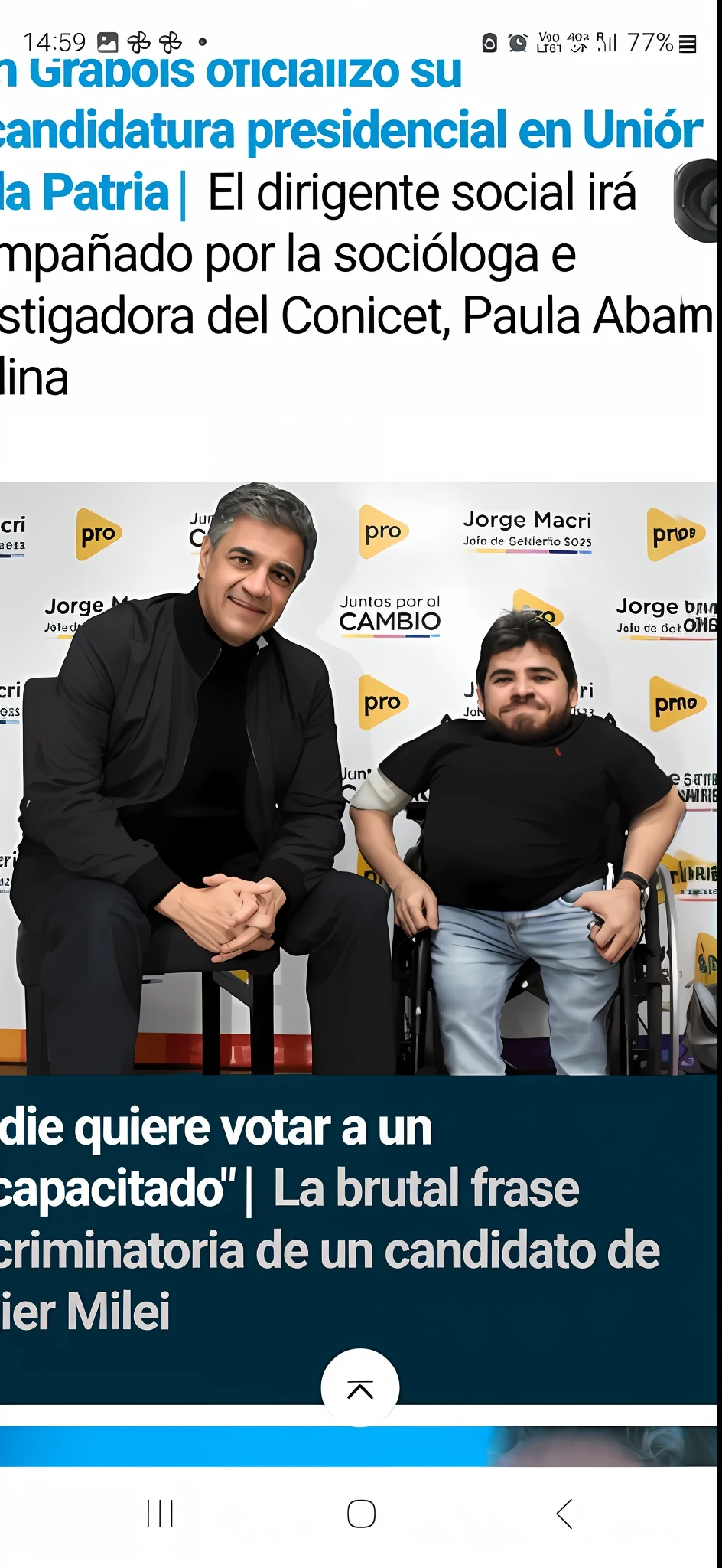 Un primer plano de dos personas en silla de ruedas en una pantalla, captura, Pedro Correa, proporcional, eloy morales, esteban maroto, por Luis Enrique Camej, pepe moreno, victor maristane, por Victor Adame Minguez, por Rodolfo Morales, andres rios, juan diaz canales, pablo perdomo