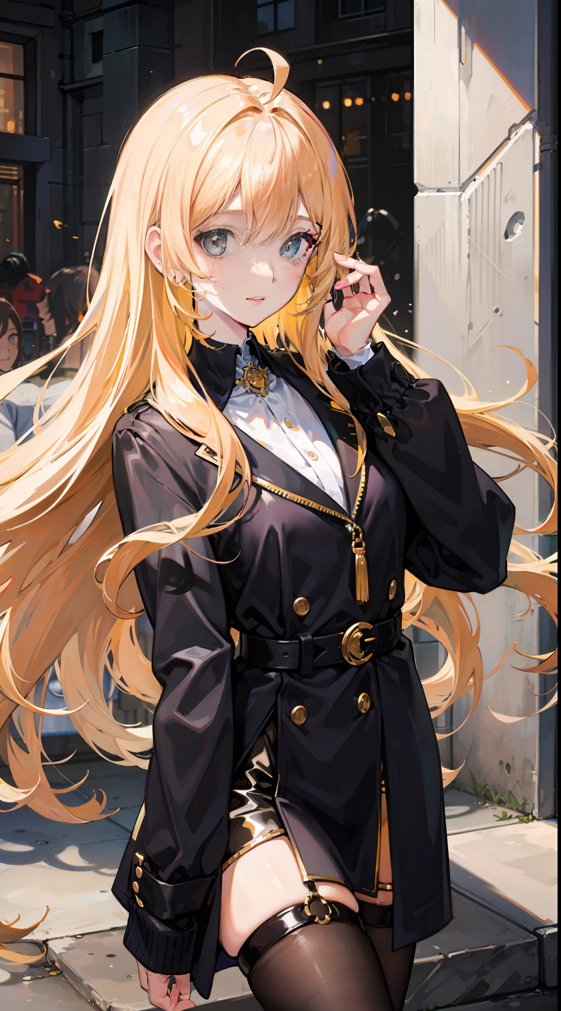 animel,Long hair,Air bangs,Yellow hair,female pervert,Haut du corps