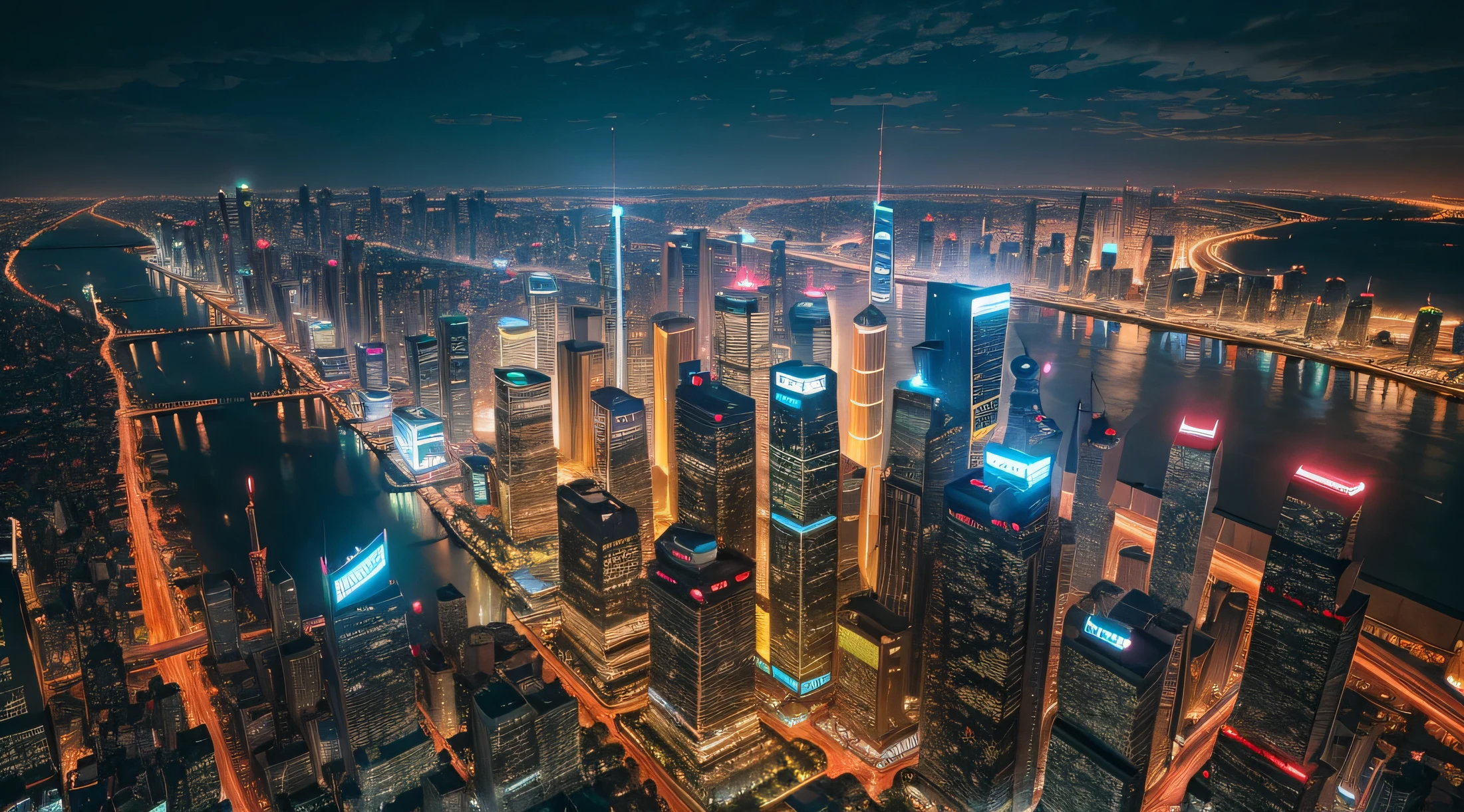 Modern metropolis,China's super first-tier cities,Top-down view,Tall urban agglomerations,The architecture of the city is majestic,Surreal Photo,cinematography,the movie,8k,high detailes --auto