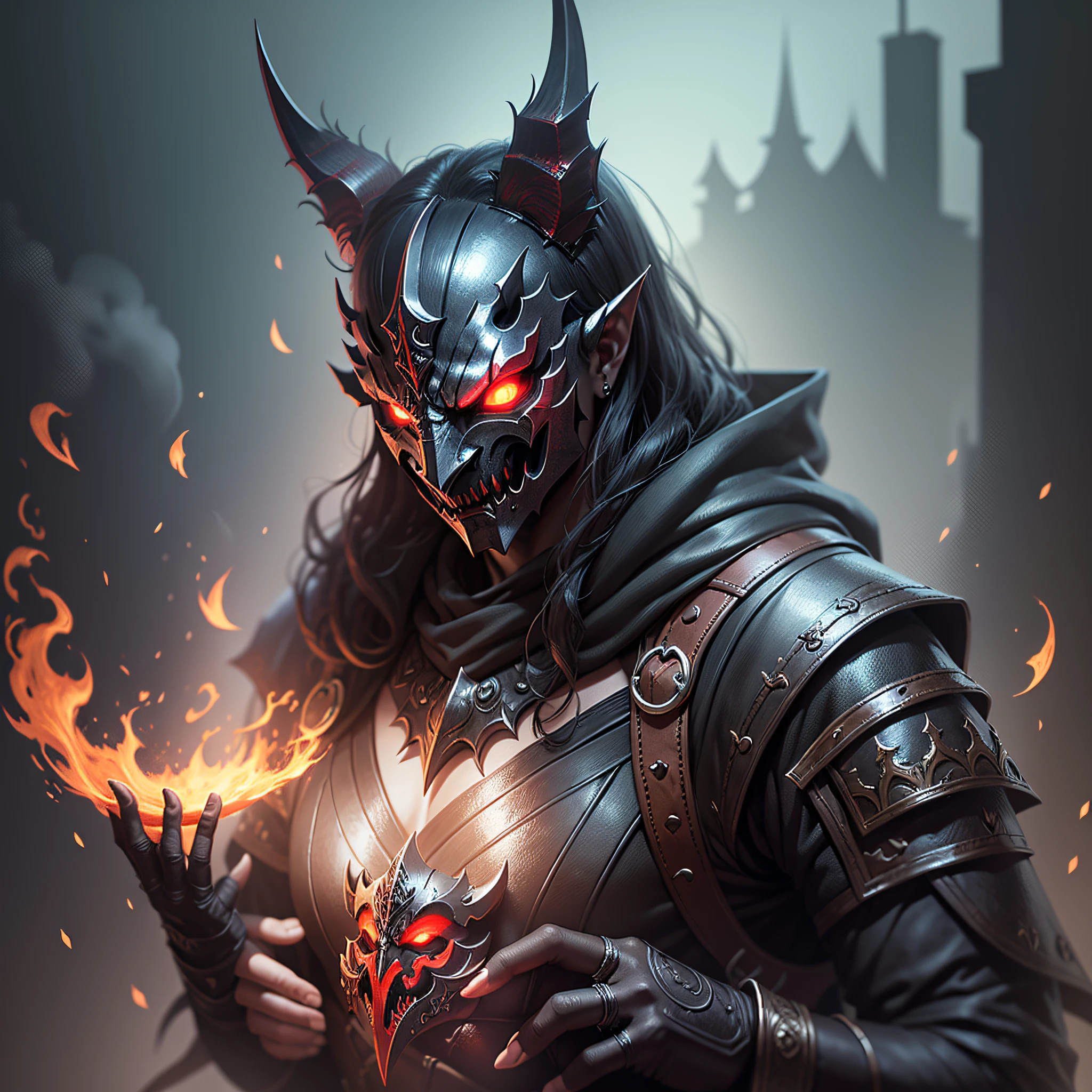 samurai demon with horns and a sword, demon samurai, demon samurai warrior, demonic dragon inspired armor, fit male demon with white horns, demon armor, black bull samurai, hyperdetailed fantasy character, samurai with demon mask, cyborg samurai, 4k, 8k